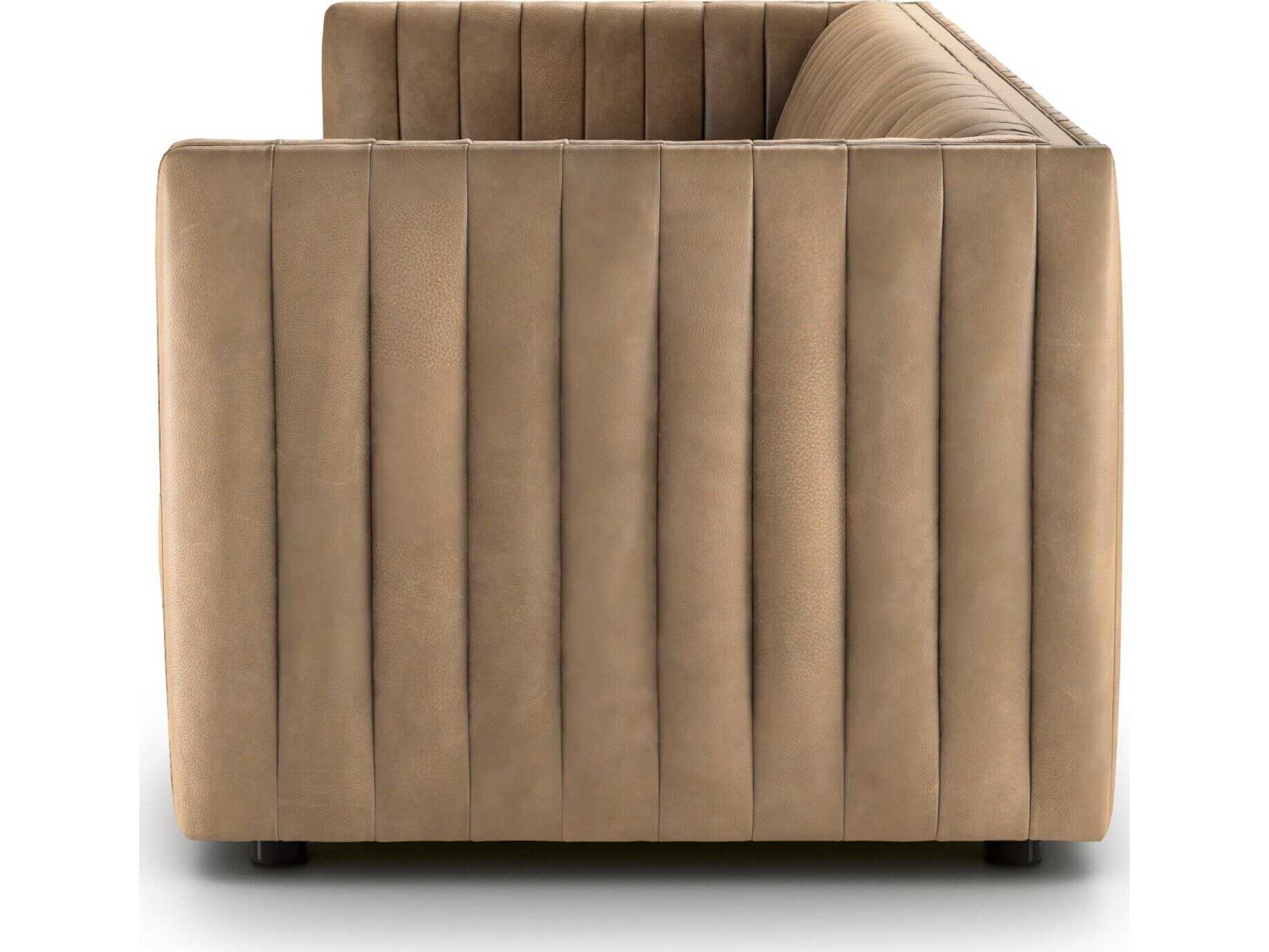 Four Hands Grayson Augustine Palermo Drift Brown Leather Sofa