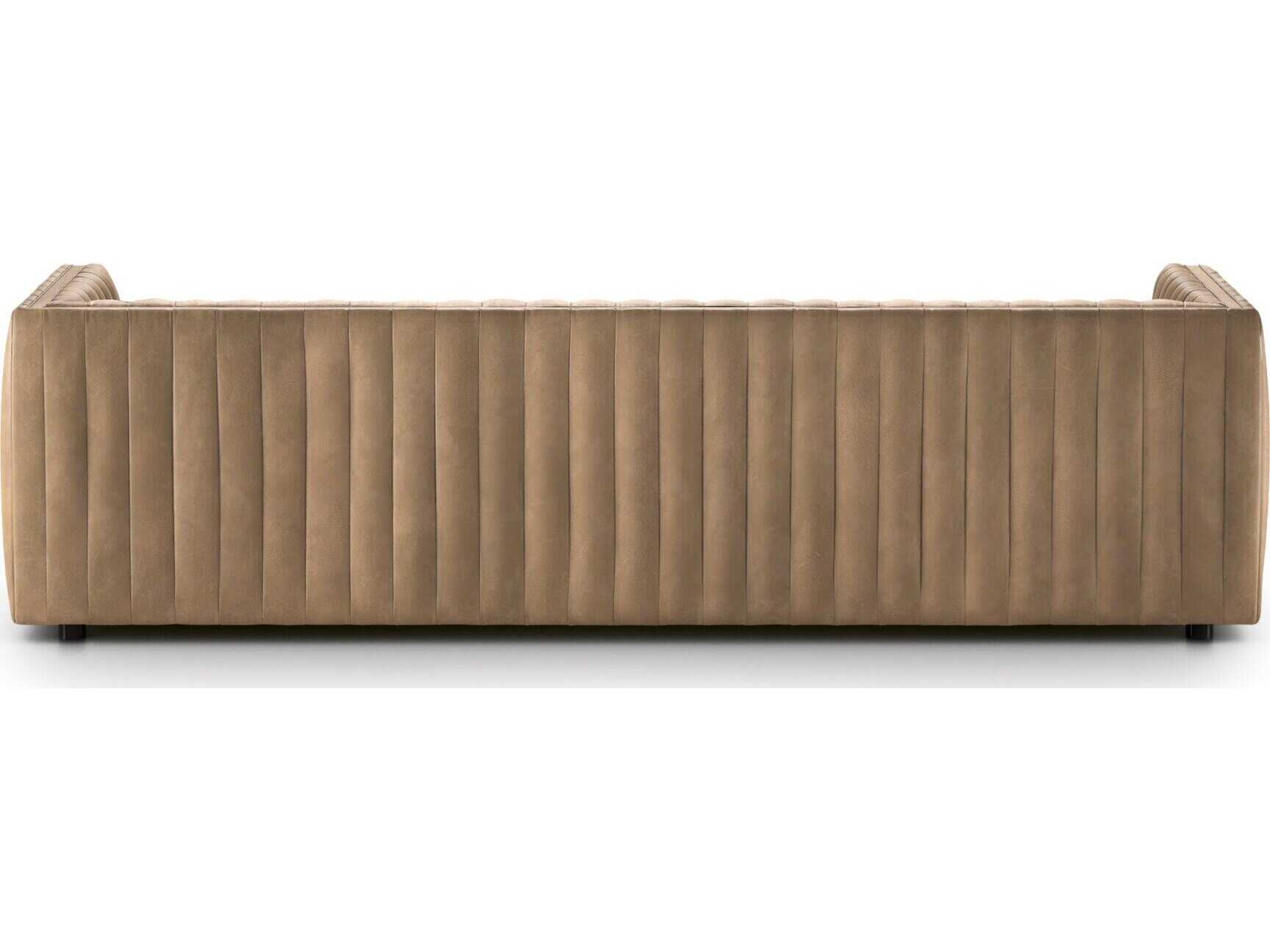 Four Hands Grayson Augustine Palermo Drift Brown Leather Sofa