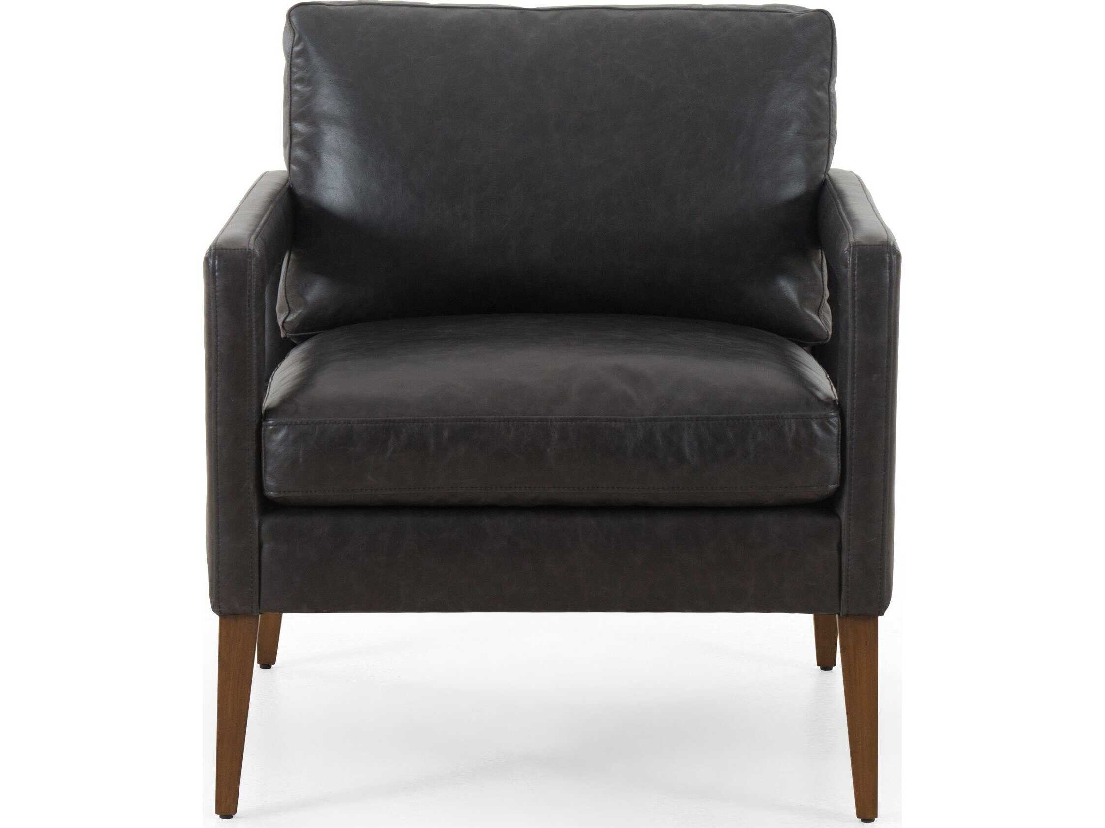 Four Hands Grayson Olson Sonoma Black Leather Accent Chair