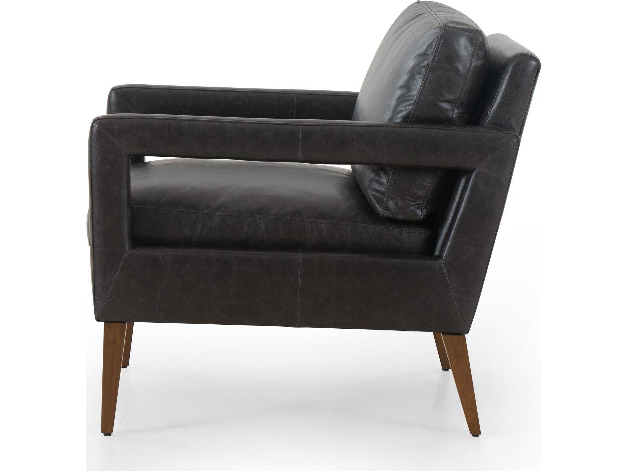 Four Hands Grayson Olson Sonoma Black Leather Accent Chair