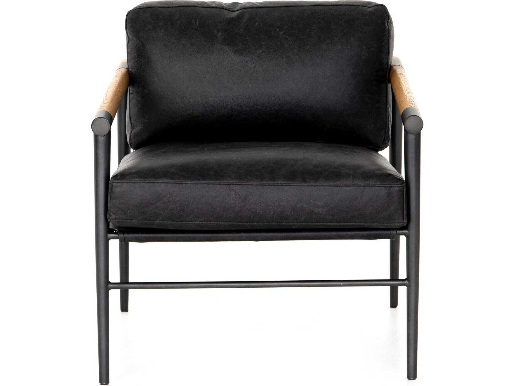 Four Hands Grayson Rowen Black Leather Accent Chair
