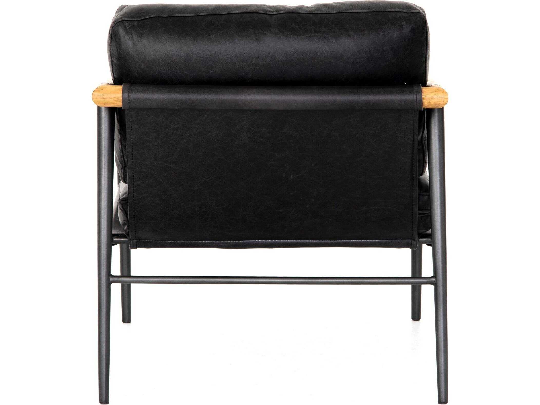 Four Hands Grayson Rowen Black Leather Accent Chair