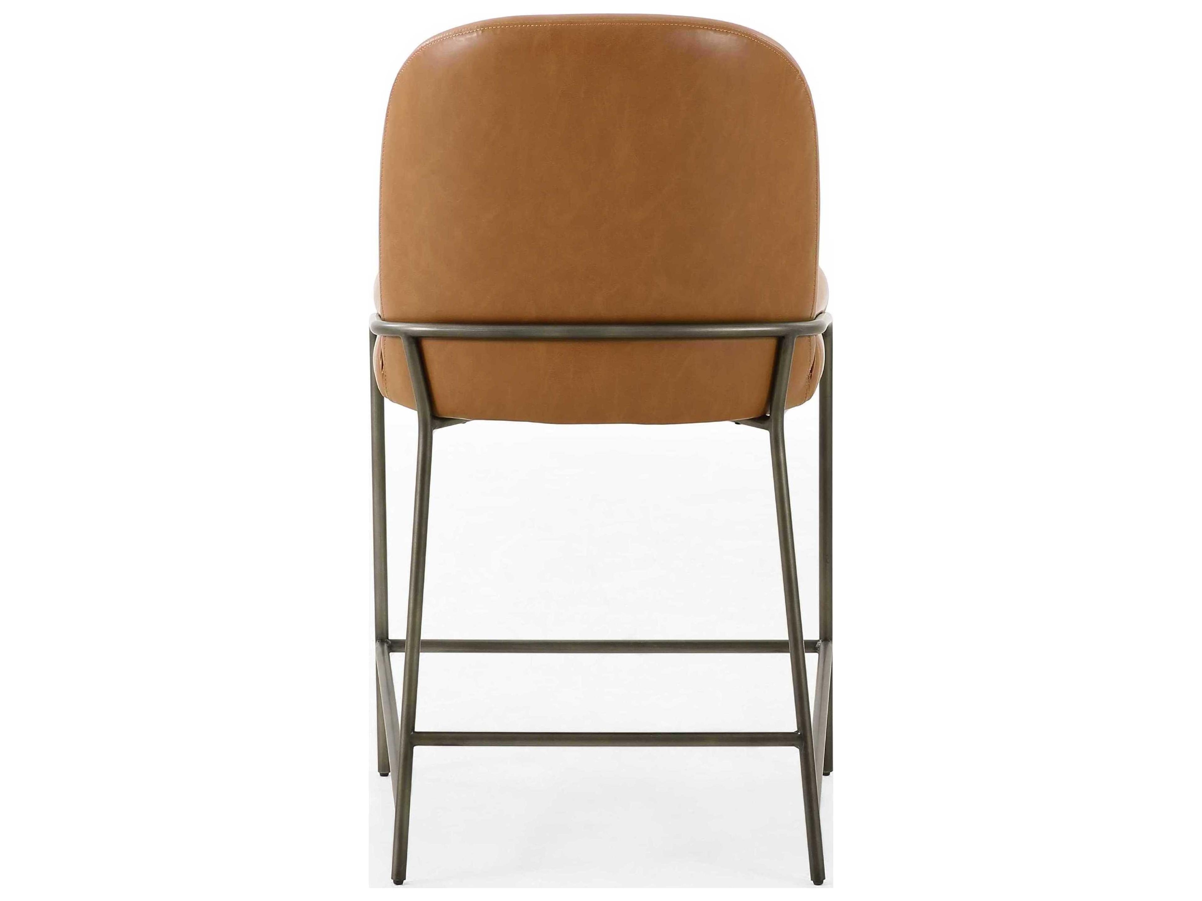 Four Hands Grayson Astrud Leather Brushed Slate Sierra Butterscotch Counter Stool