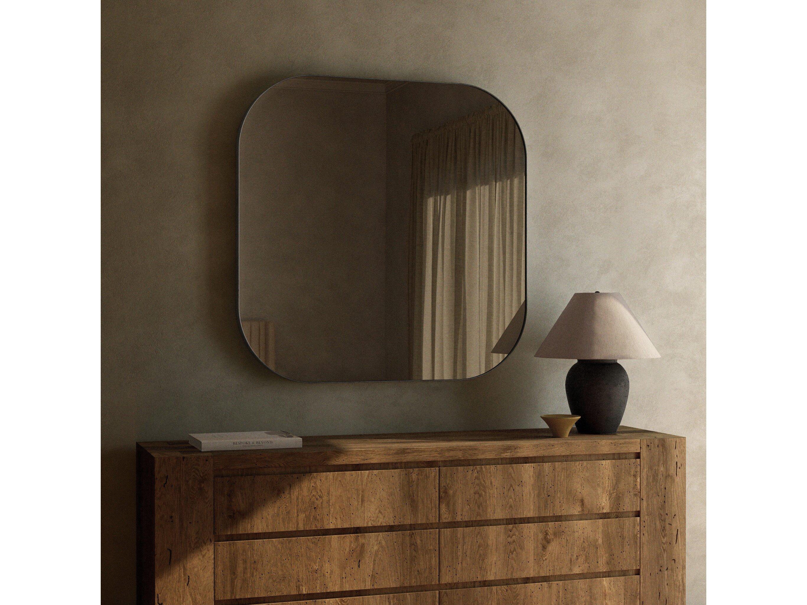 Four Hands Hughes Bellvue Rustic Black Rectangular Square Mirror