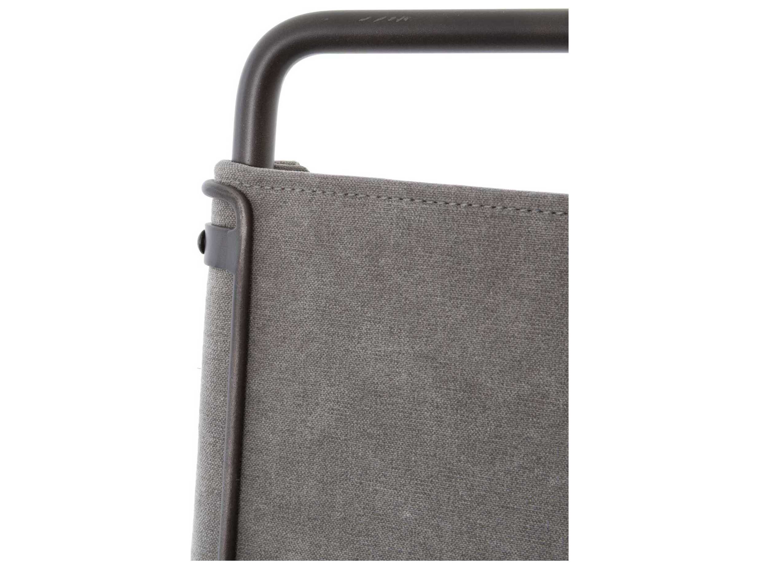 Four Hands Irondale Wharton Upholstered Stonewash Grey Waxed Black Bar Stool