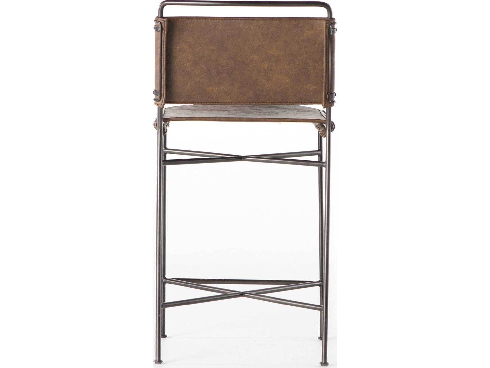 Four Hands Irondale Wharton Distressed Brown Waxed Black Counter Stool