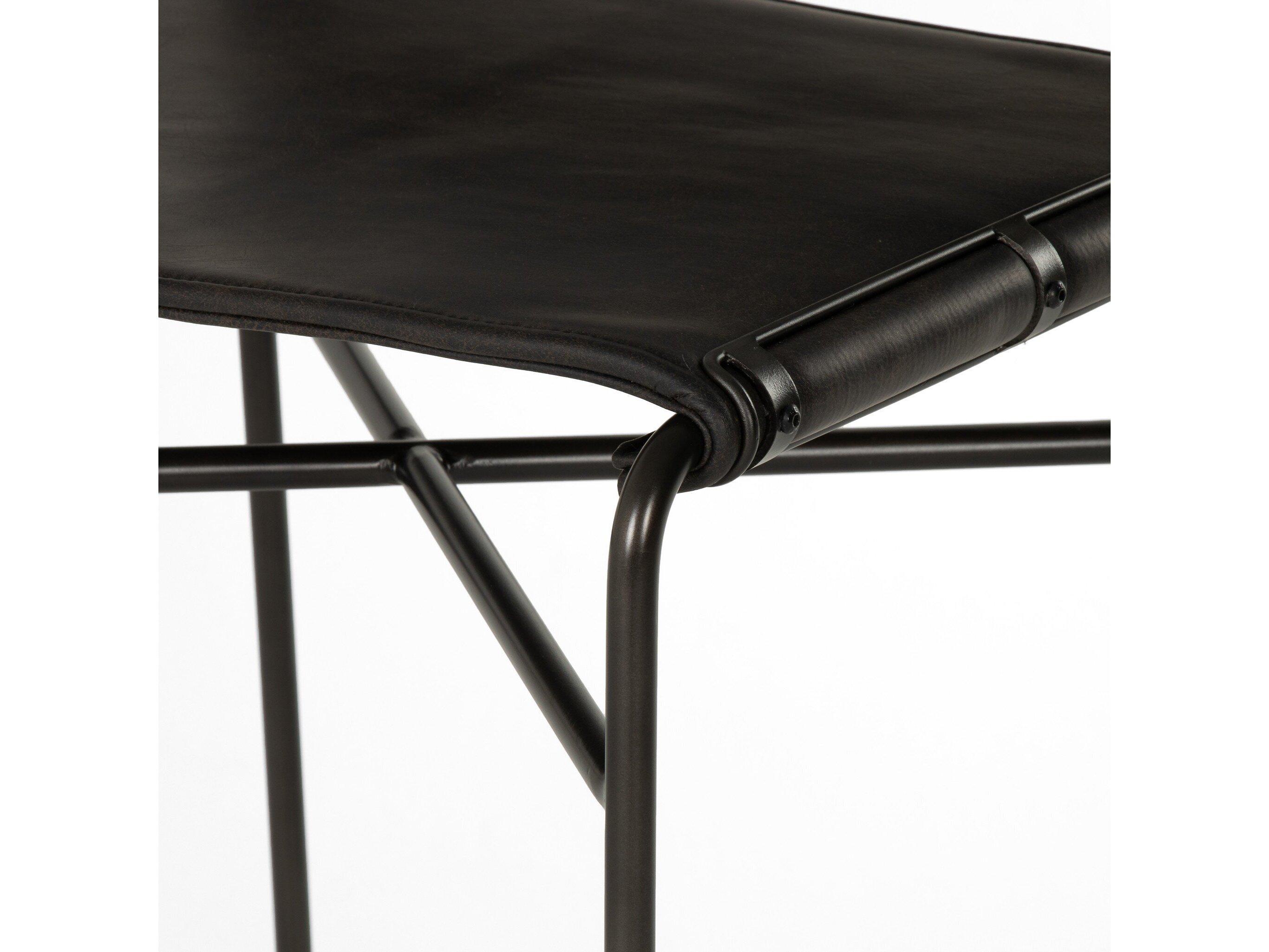 Four Hands Irondale Wharton Distressed Black Waxed Bar Stool