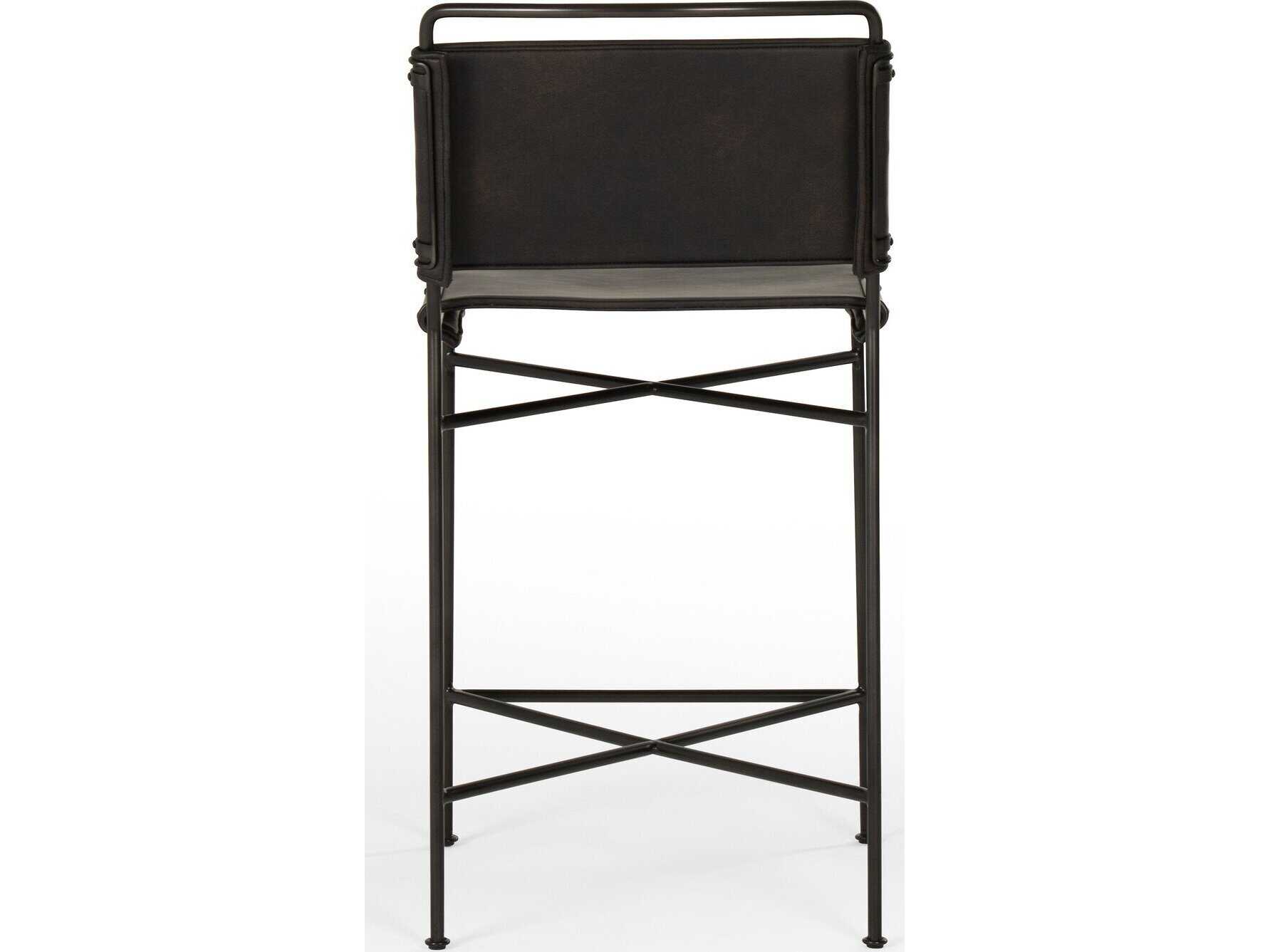 Four Hands Irondale Wharton Distressed Black Waxed Counter Stool