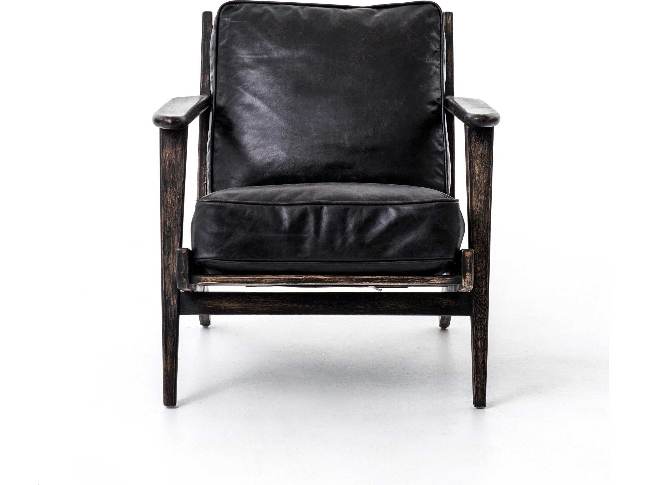 Four Hands Irondale Brooks Black Leather Accent Chair