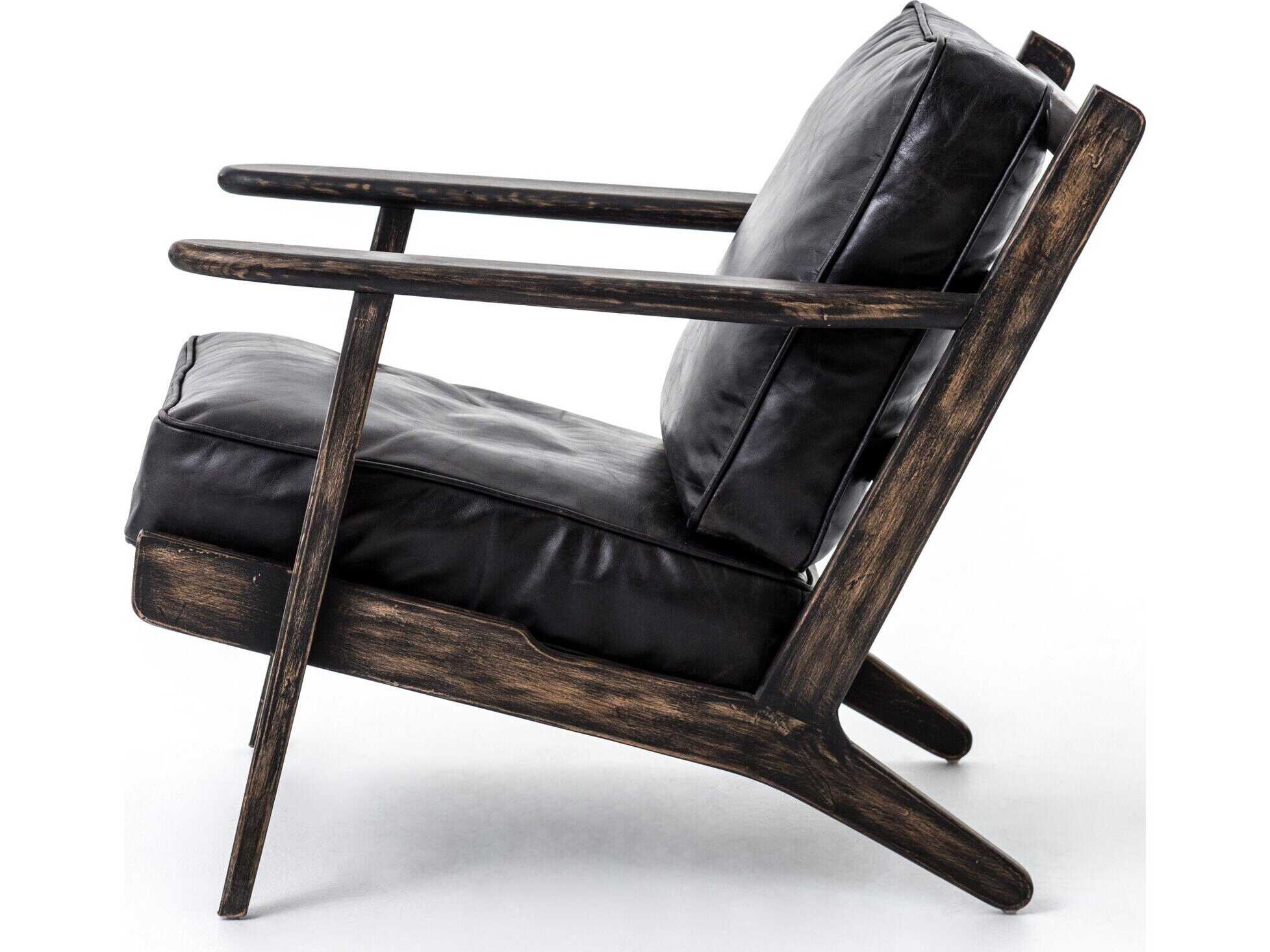 Four Hands Irondale Brooks Black Leather Accent Chair