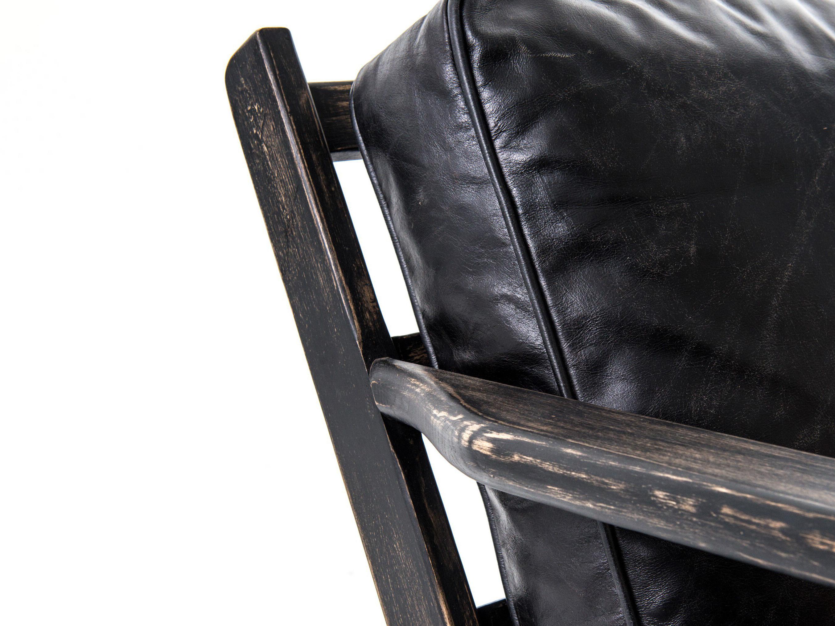 Four Hands Irondale Brooks Black Leather Accent Chair