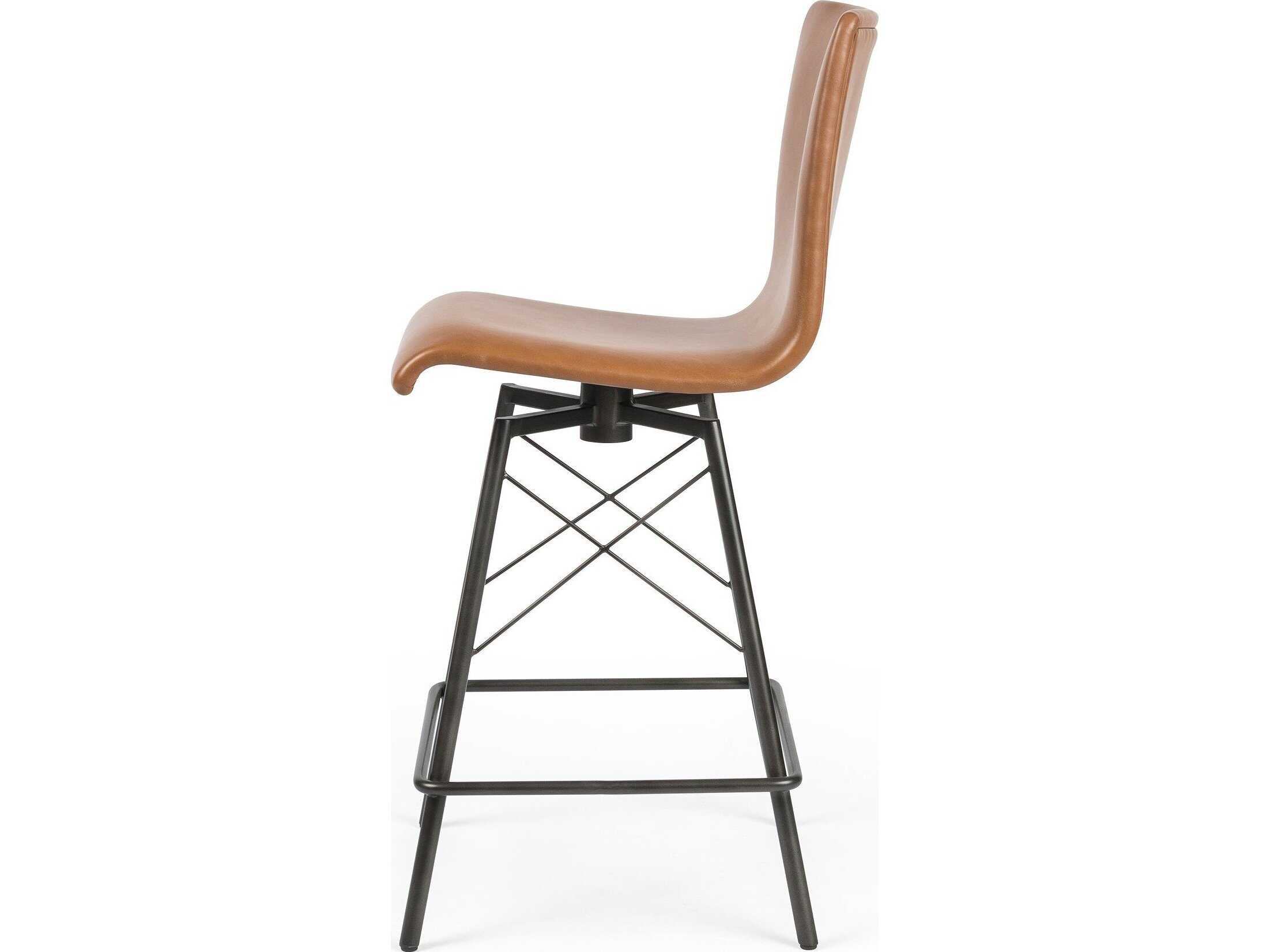 Four Hands Irondale Diaw Sierra Butterscotch Leather Swivel Counter Stool