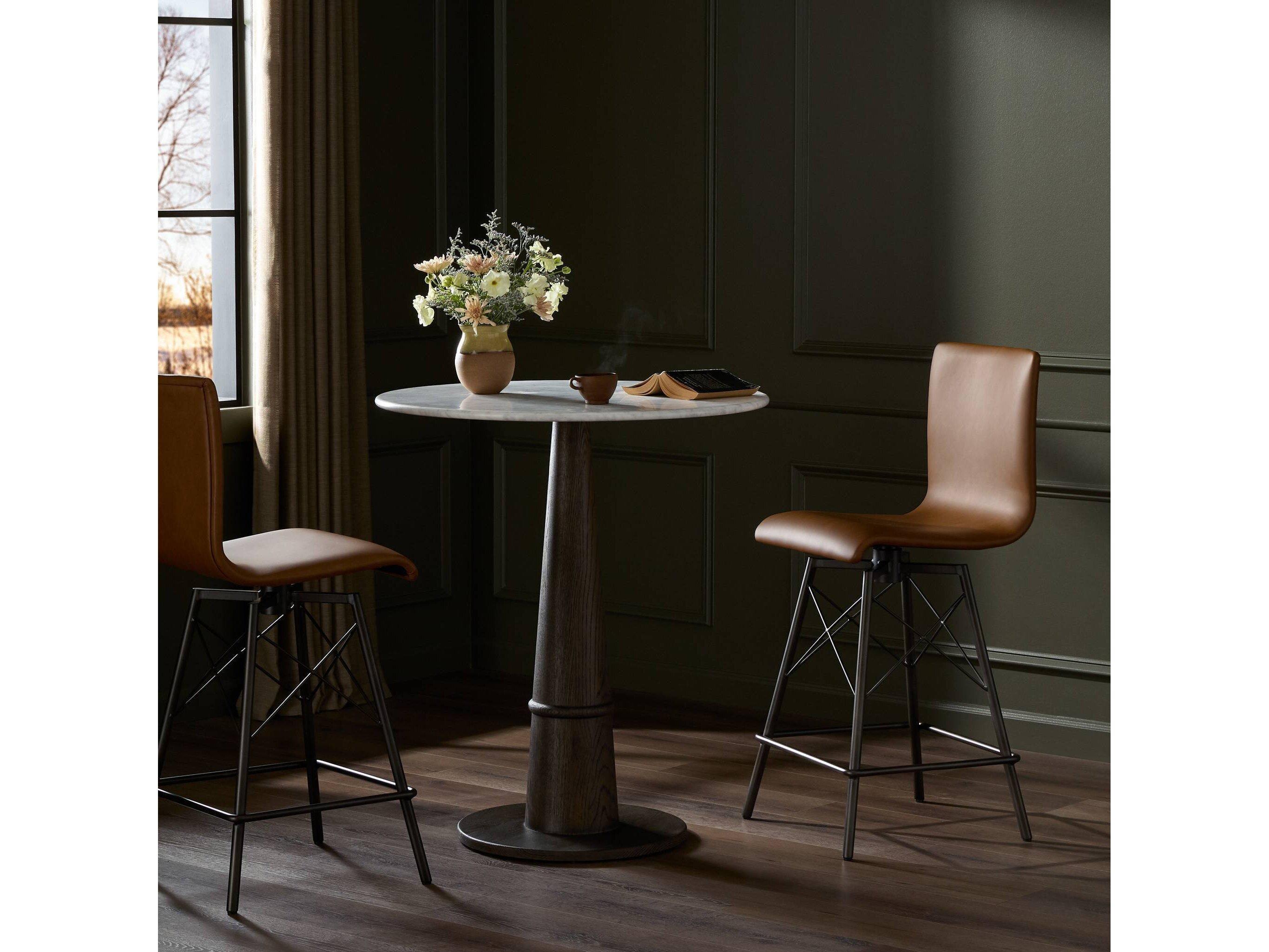 Four Hands Irondale Diaw Sierra Butterscotch Leather Swivel Counter Stool