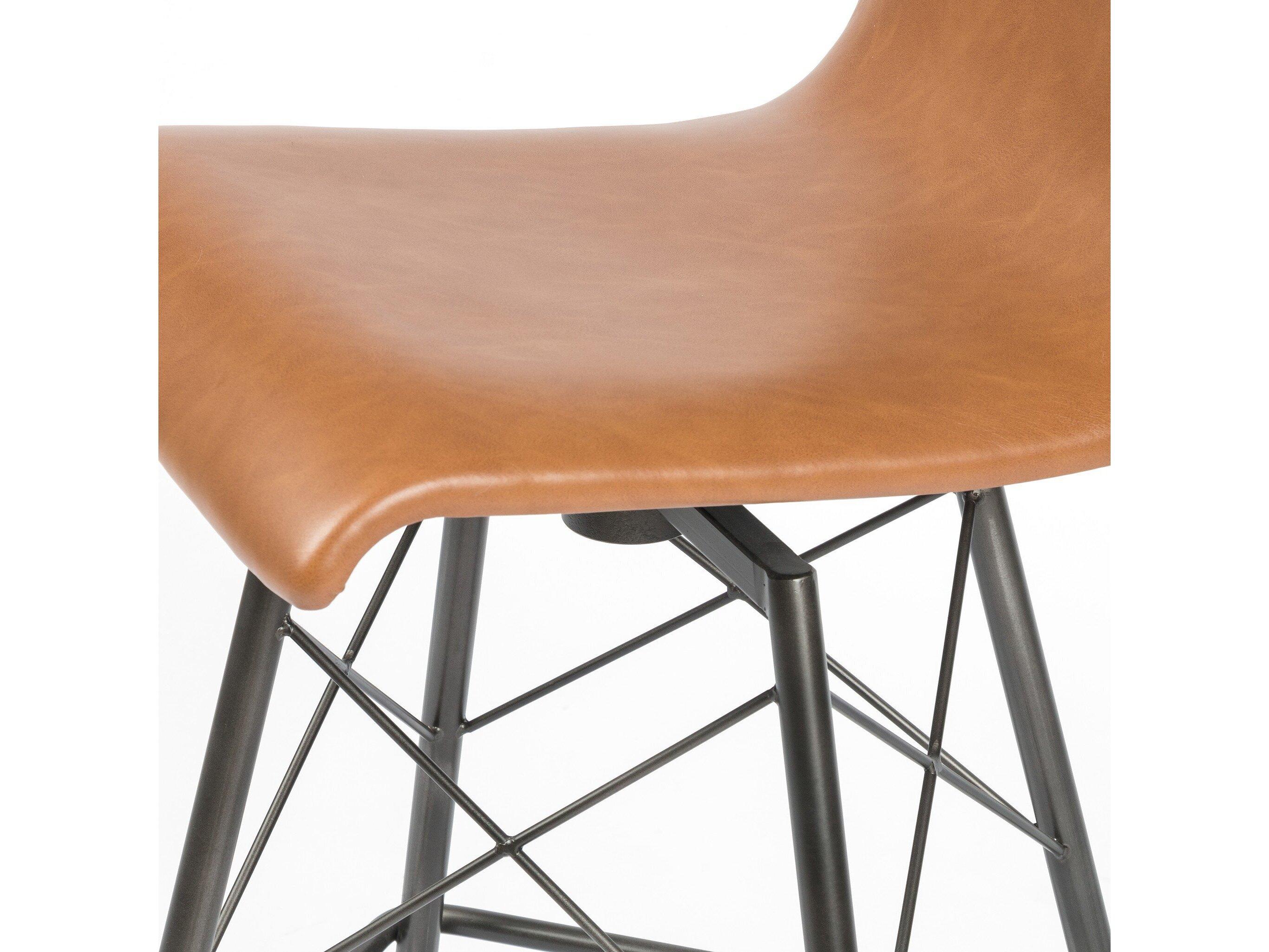 Four Hands Irondale Diaw Sierra Butterscotch Leather Swivel Counter Stool