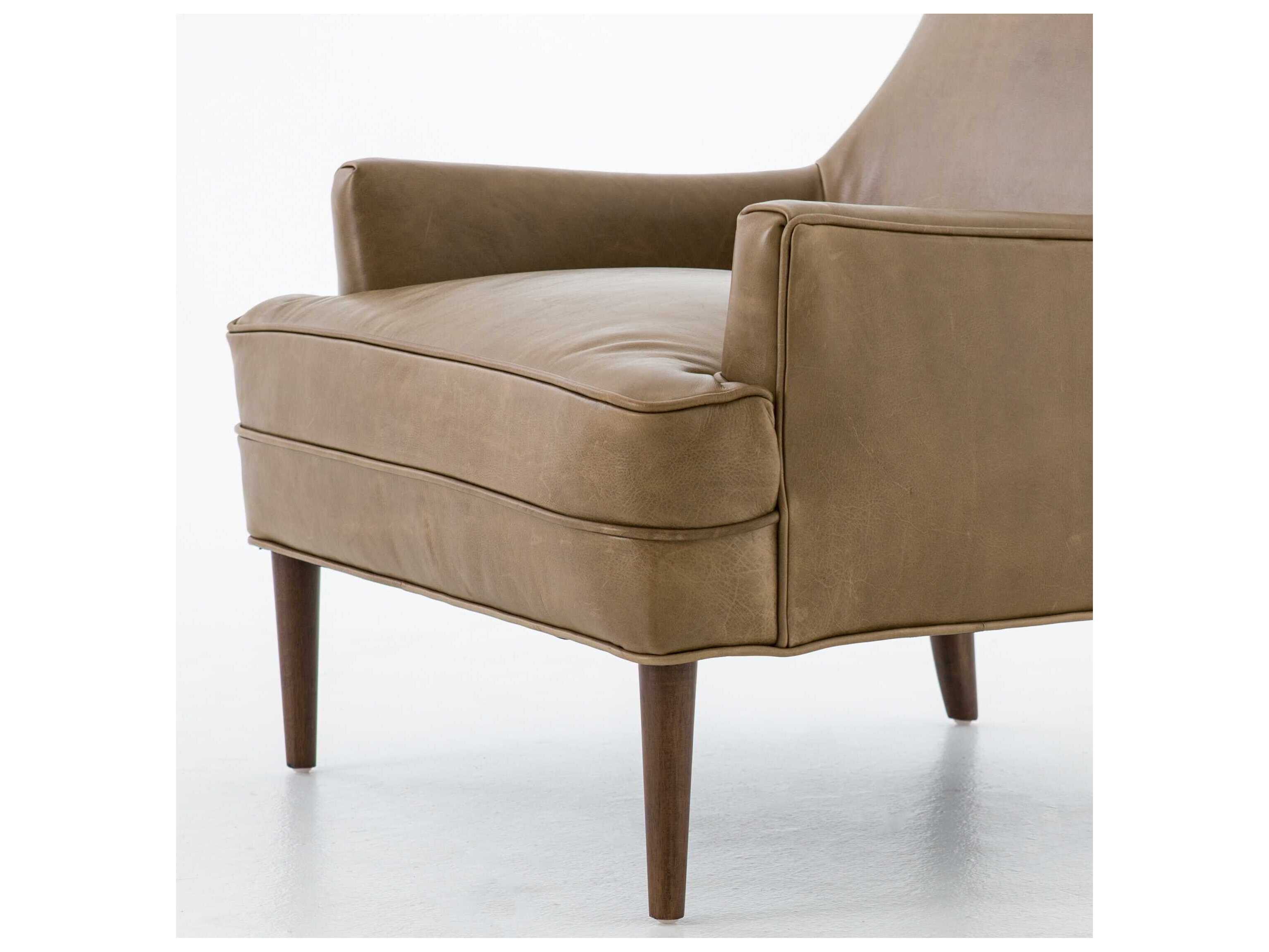 Four Hands Belfast Danya Brown Leather Accent Chair