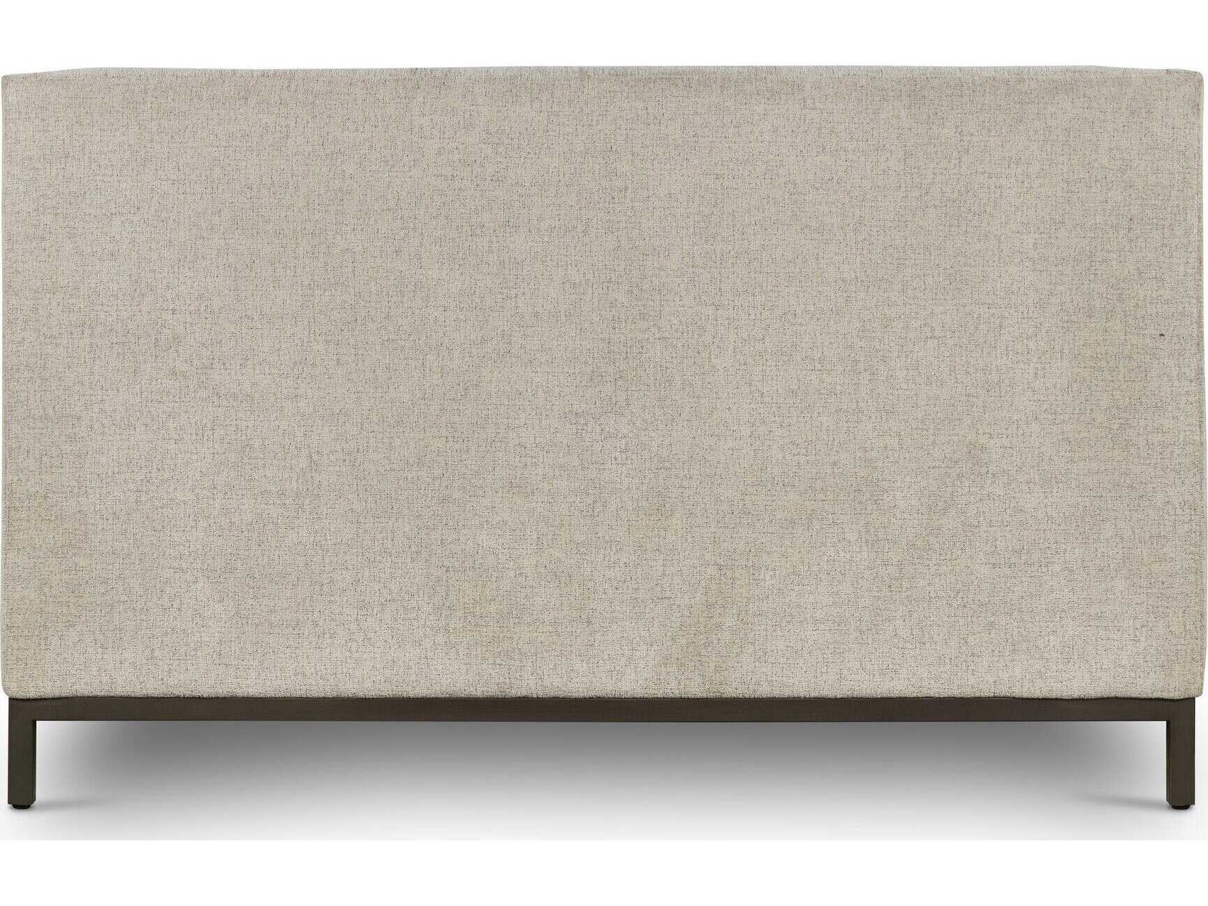 Four Hands Easton Newhall Plushtone Linen Light Gunmetal White Upholstered King Platform Bed