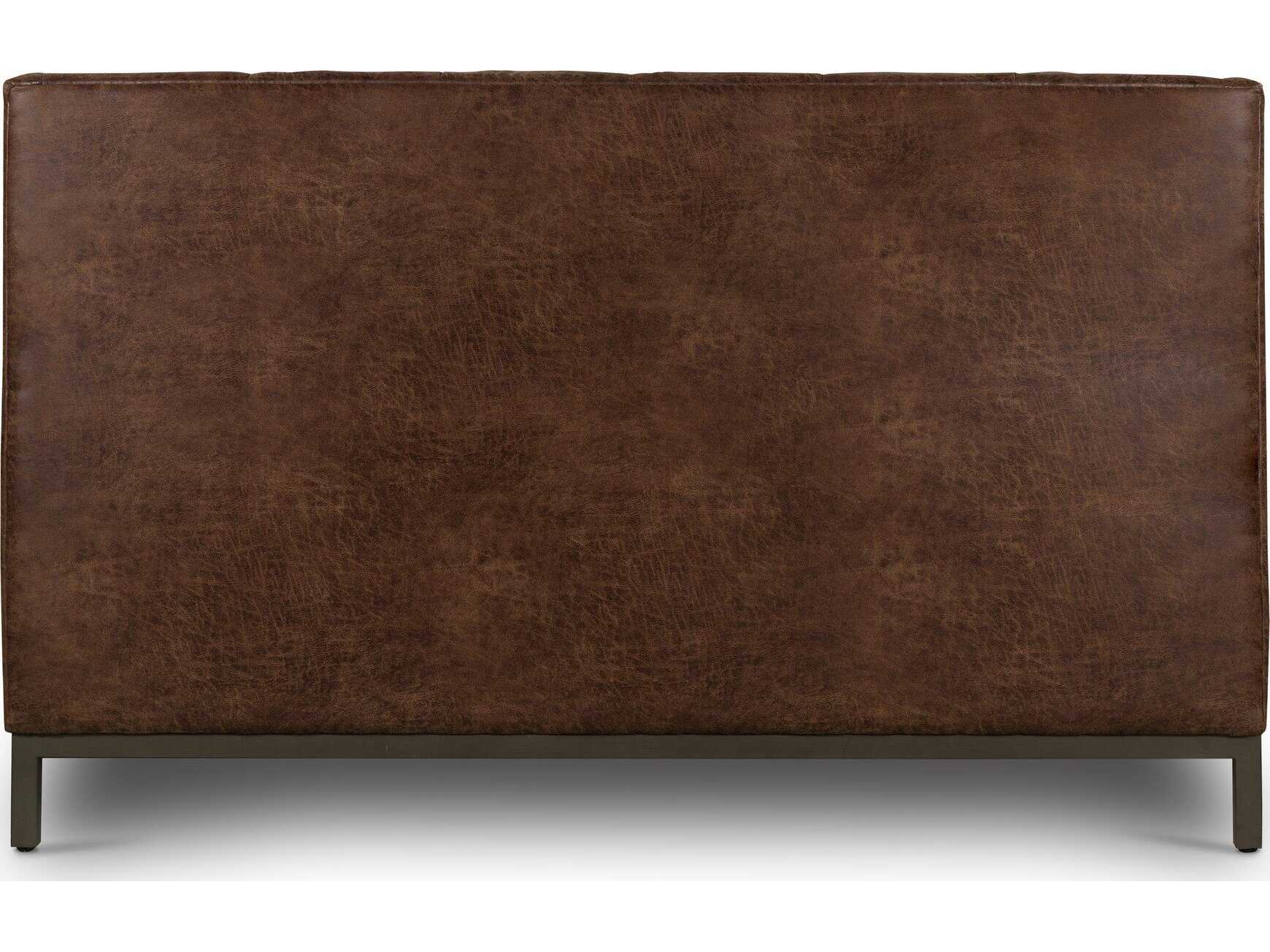 Four Hands Easton Newhall Vintage Tobacco Light Gunmetal Brown Queen Platform Bed