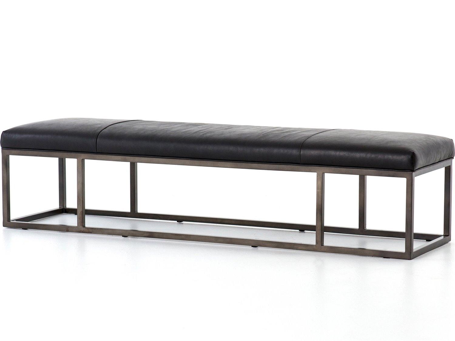 Luxecor Globetrotter Black Leather Accent Bench