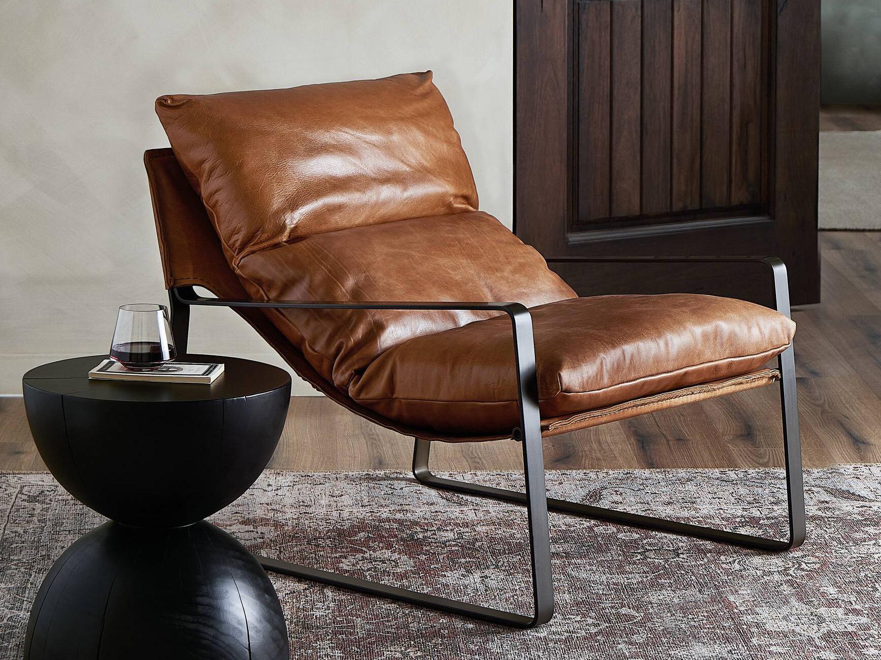 Four Hands Westgate Emmett Brown Leather Accent Chair