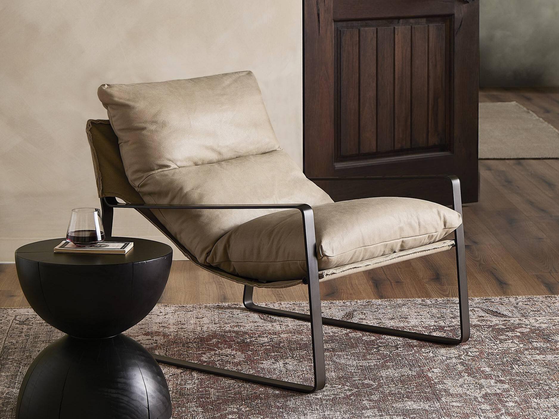 Four Hands Westgate Emmett Beige Leather Accent Chair