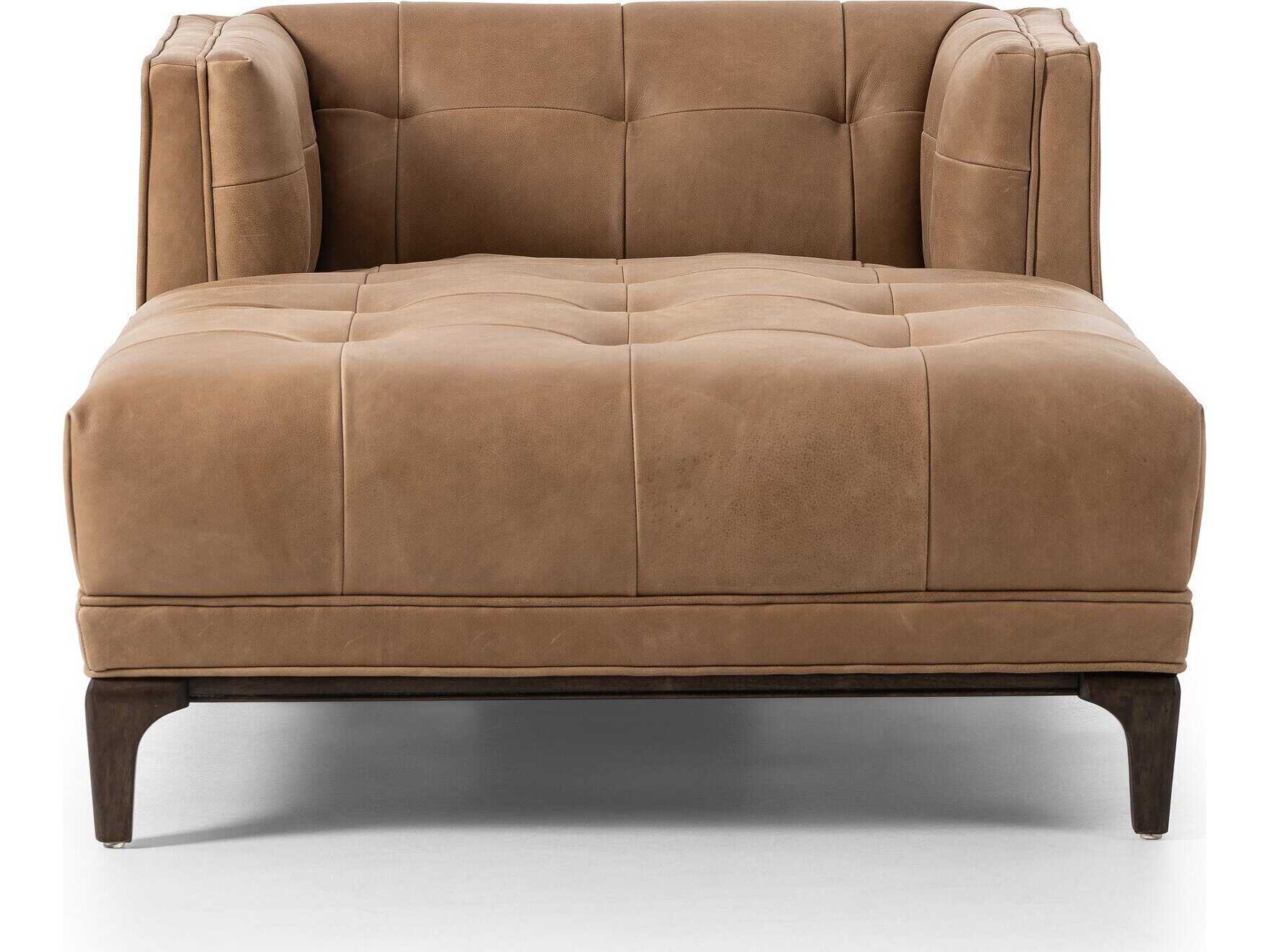 Four Hands Kensington Dylan Brown Leather Chaise