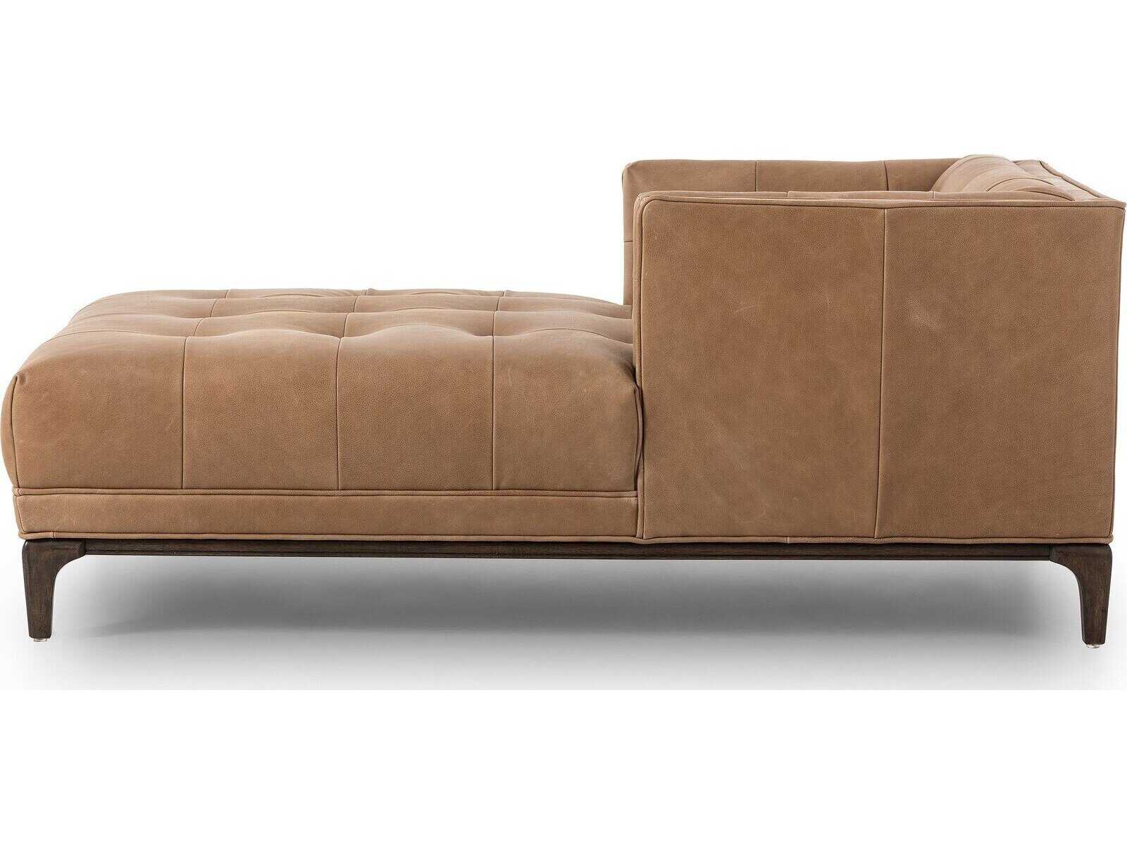 Four Hands Kensington Dylan Brown Leather Chaise