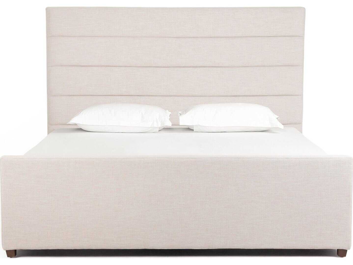Four Hands Easton Daphne Cambric Ivory Almond White Parrawood Upholstered King Platform Bed