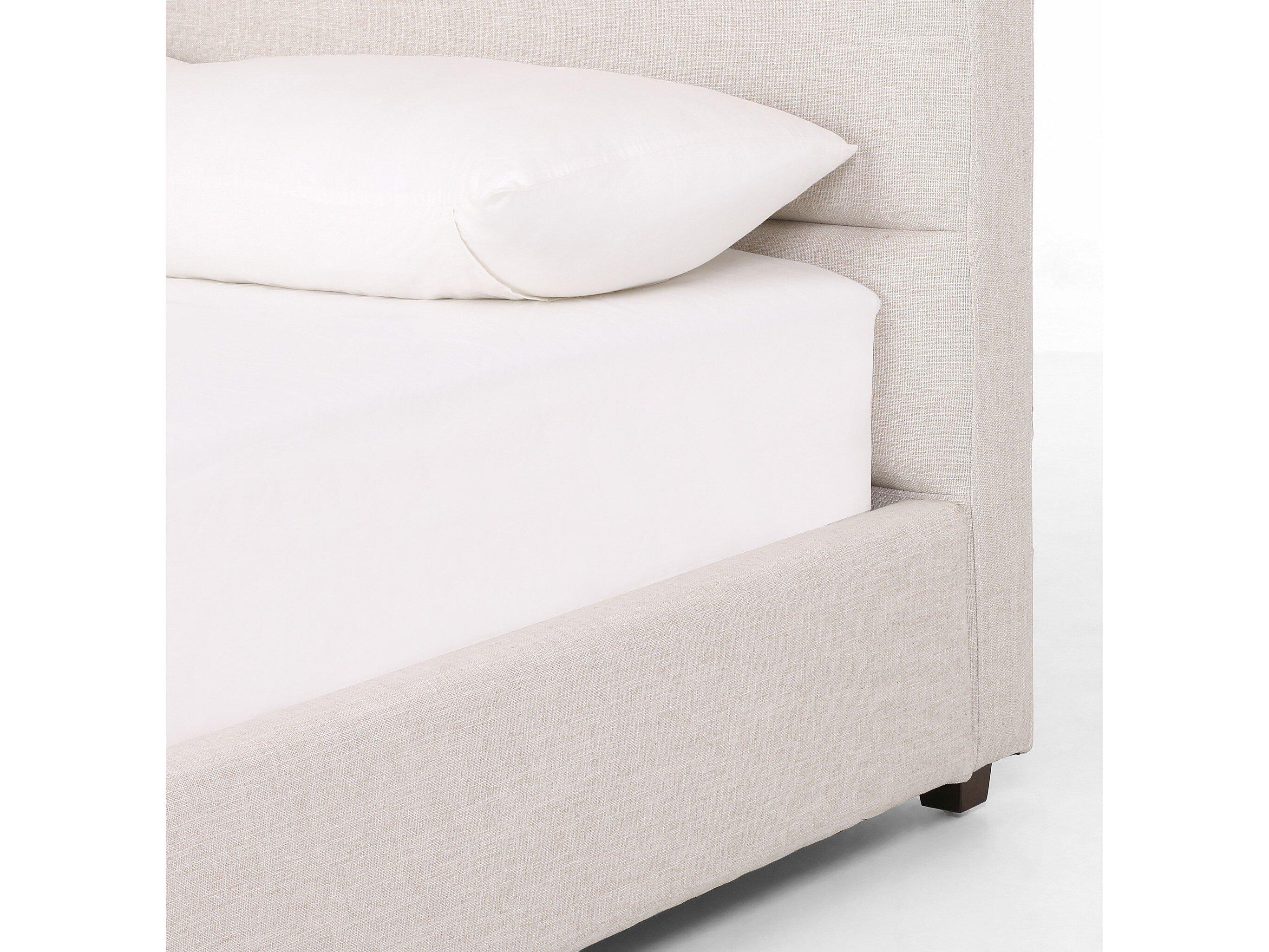 Four Hands Easton Daphne Cambric Ivory Almond White Parrawood Upholstered King Platform Bed