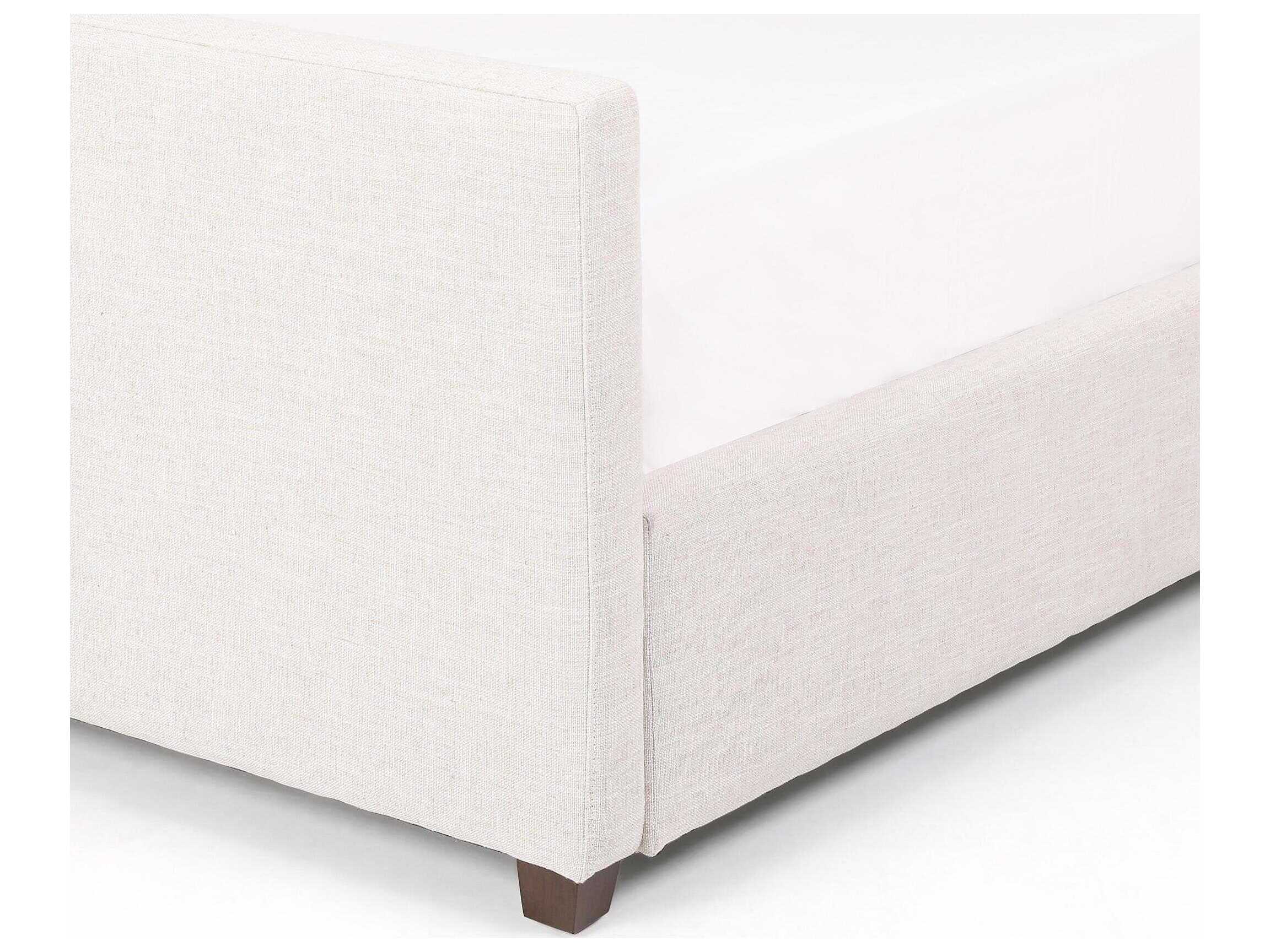Four Hands Easton Daphne Cambric Ivory Almond White Parrawood Upholstered King Platform Bed