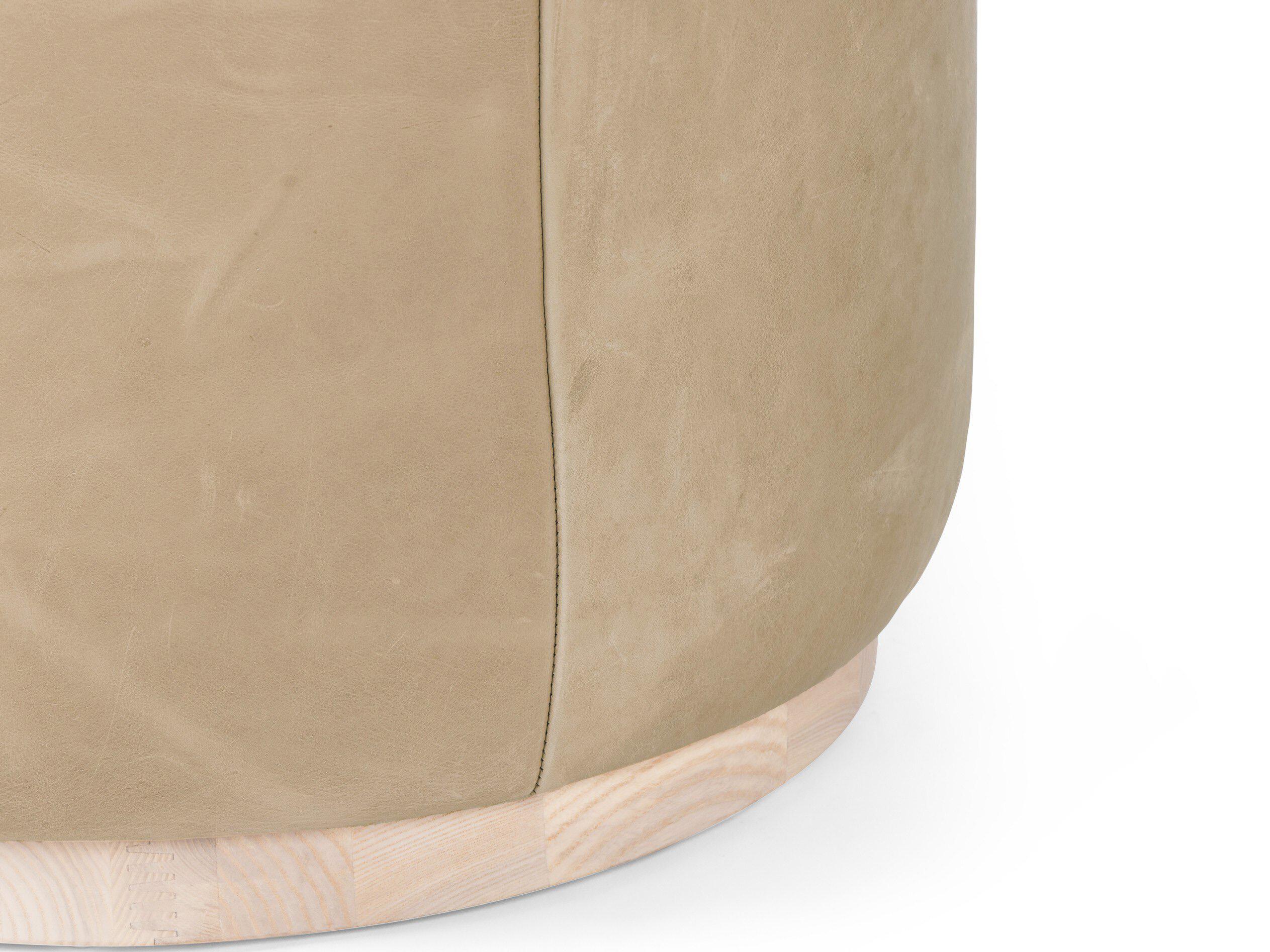 Four Hands Westgate Sinclair Harness Burlap Upholstered Round Ottoman