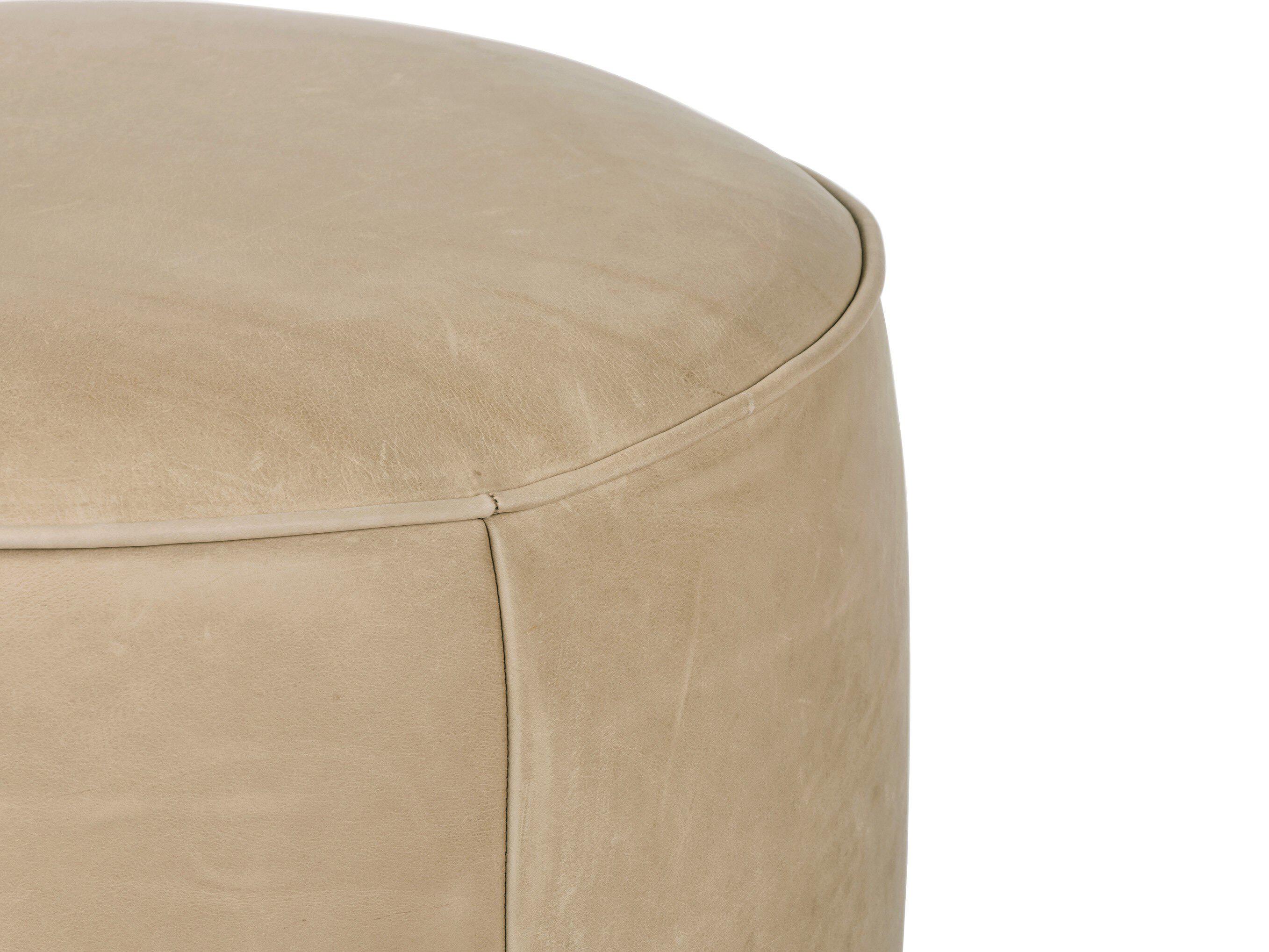 Four Hands Westgate Sinclair Harness Burlap Upholstered Round Ottoman