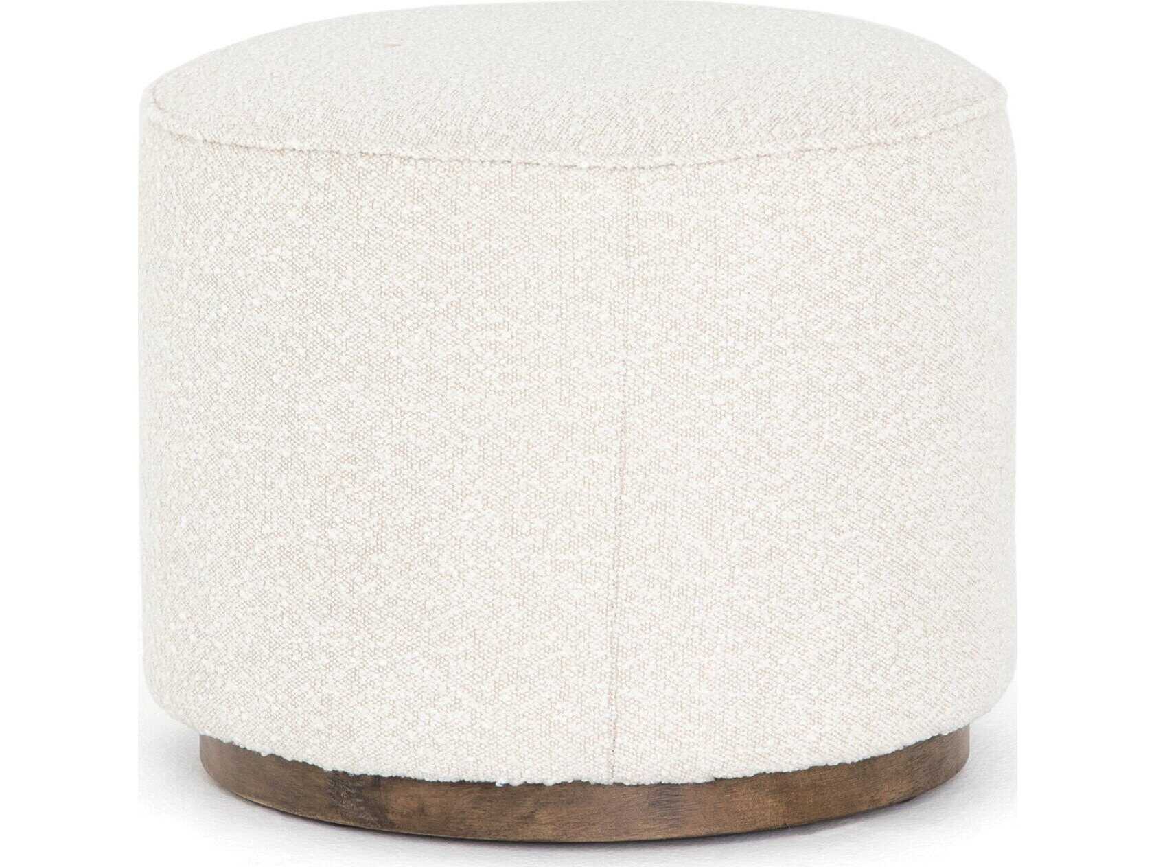 Four Hands Sinclair Westgate Distressed Natural Knoll White Upholstered Ottoman