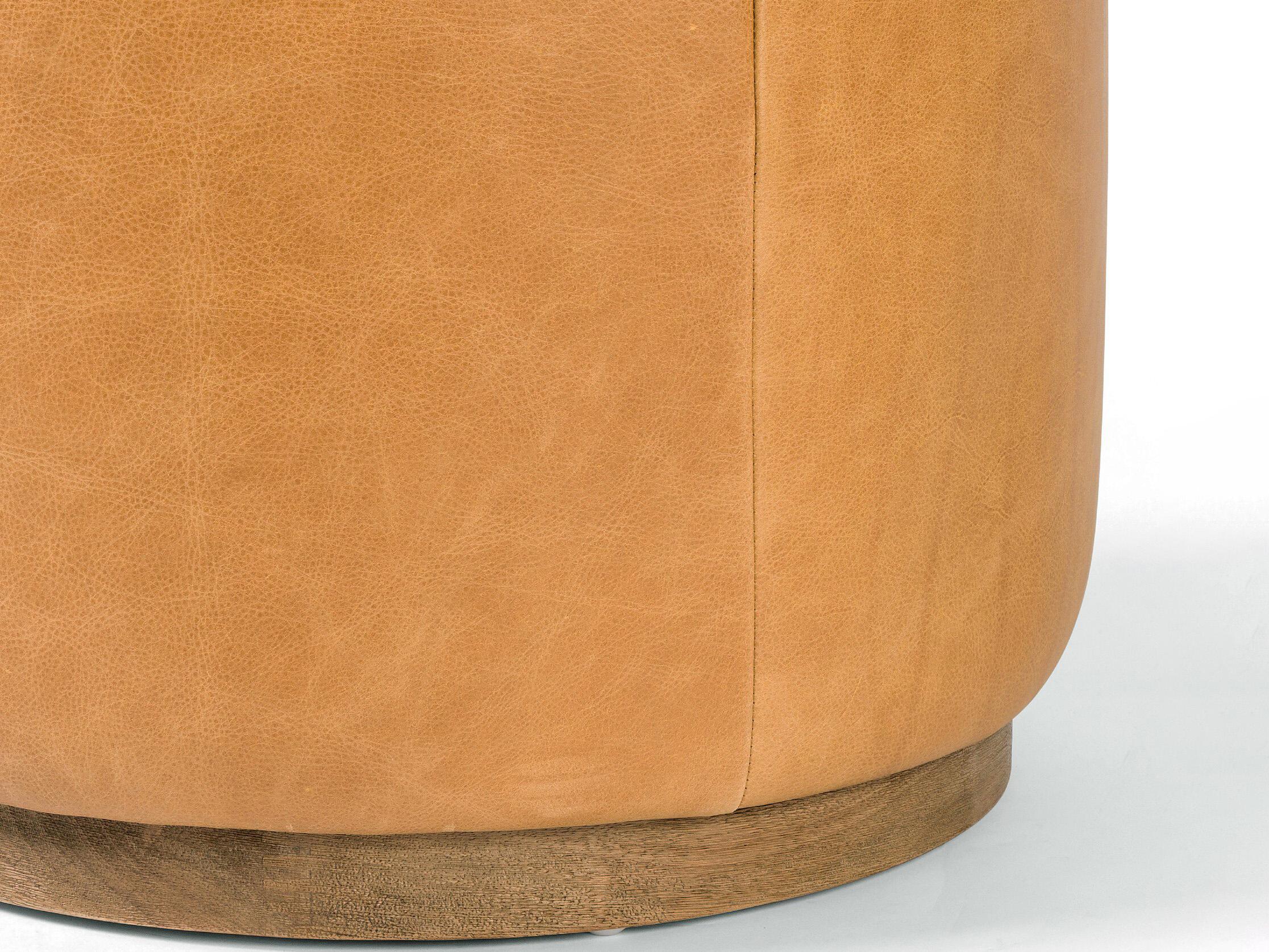 Four Hands Sinclair Westgate Distressed Natural Palermo Butterscotch Brown Leather Ottoman