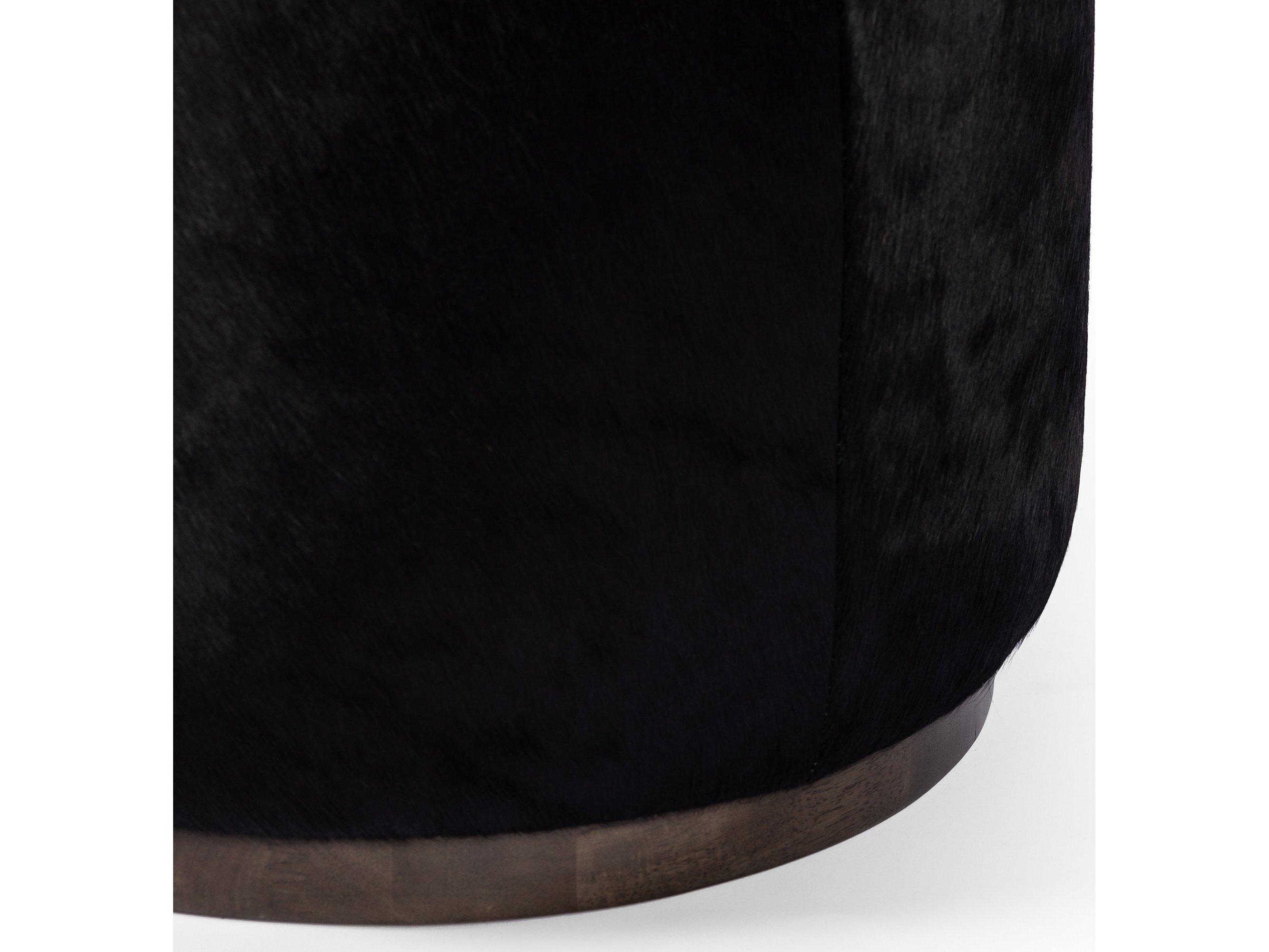 Four Hands Westgate Sinclair Dark Hair on Hide Leather Round Ottoman