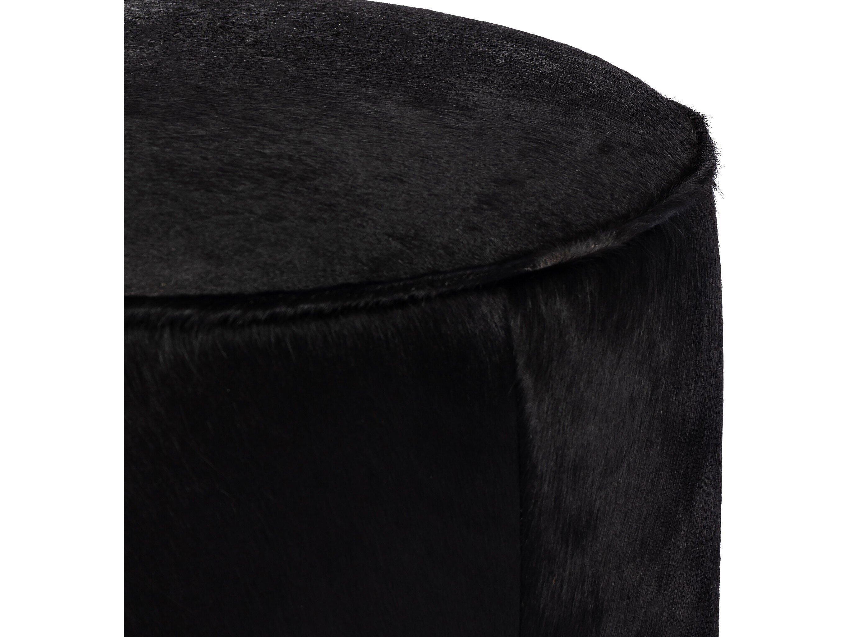 Four Hands Westgate Sinclair Dark Hair on Hide Leather Round Ottoman