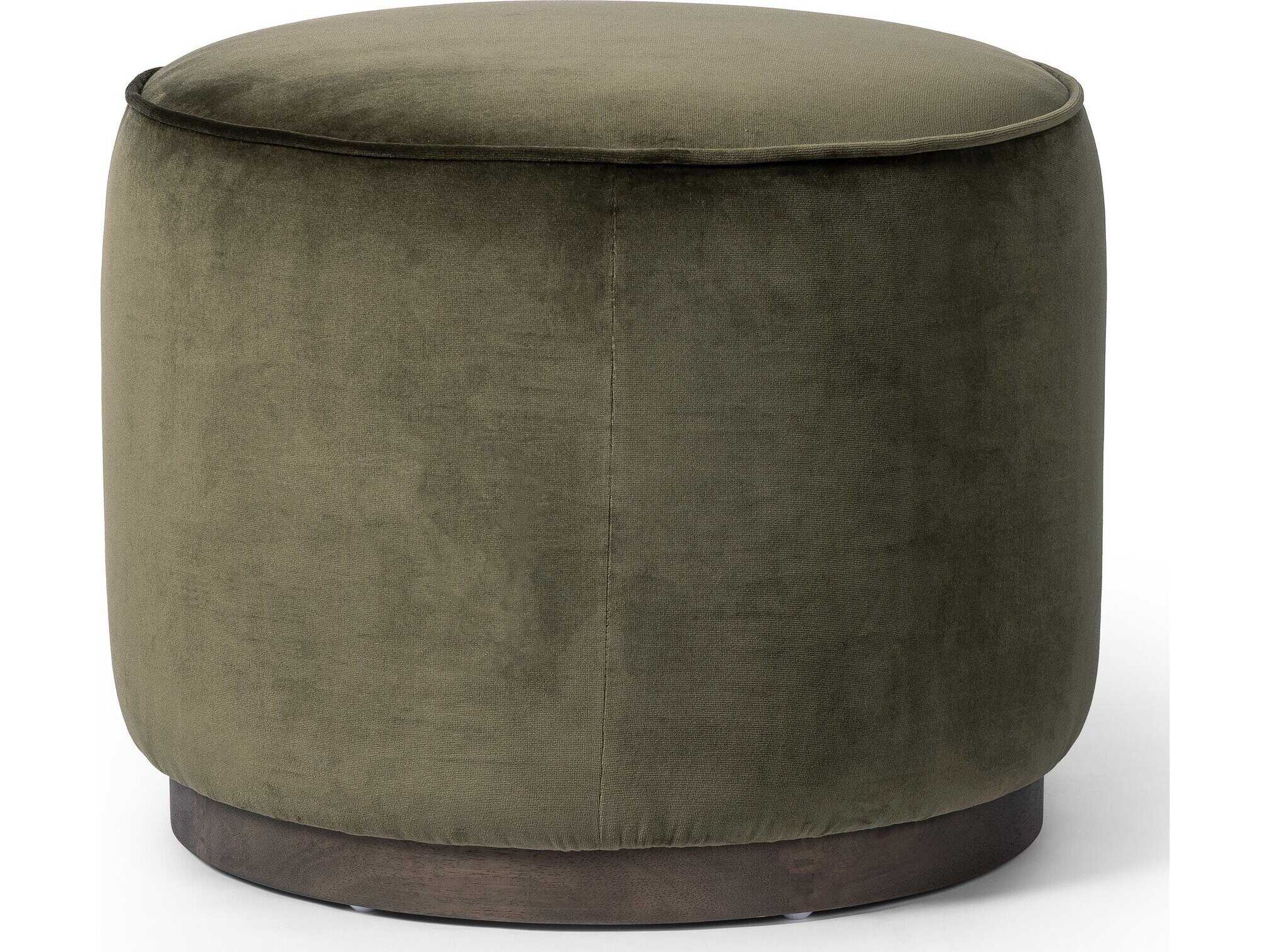 Four Hands Westgate Sinclair Surrey Olive Upholstered Round Ottoman