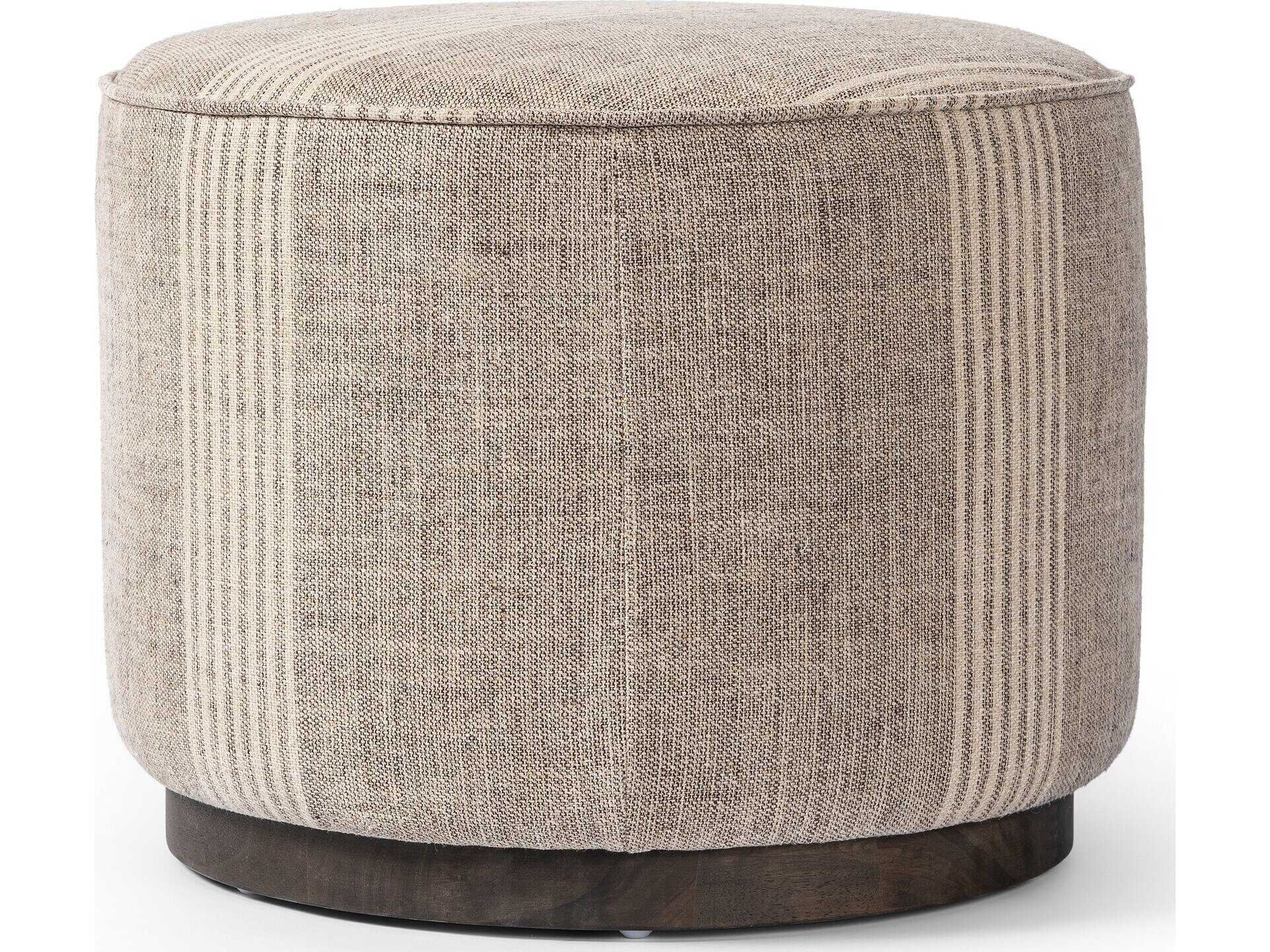 Four Hands Westgate Sinclair Manchester Flint Upholstered Round Ottoman