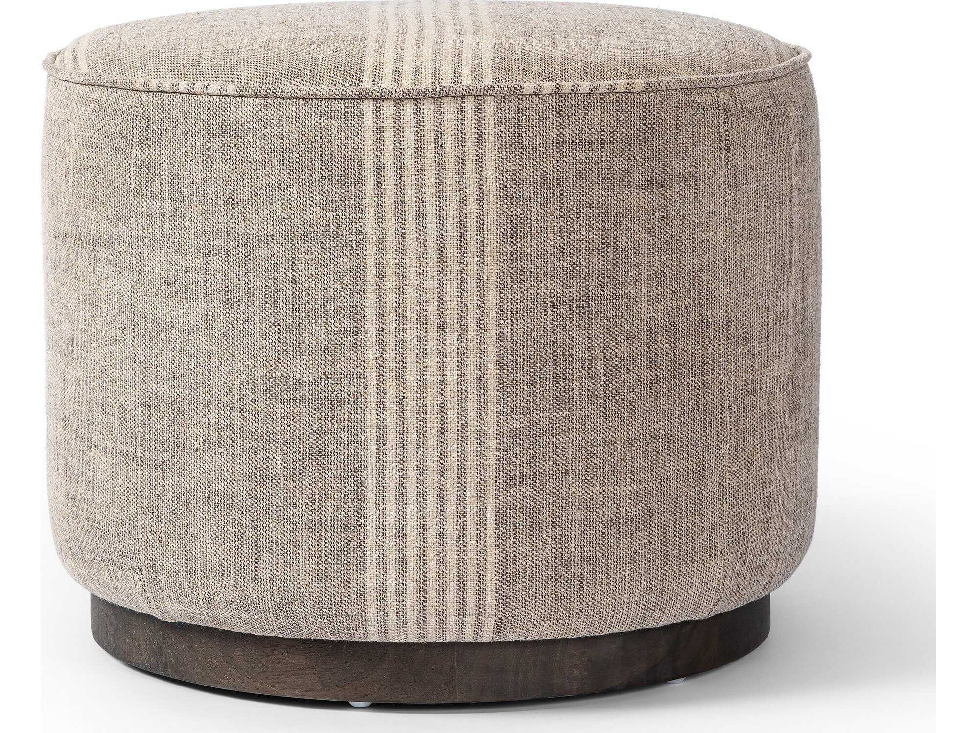 Four Hands Westgate Sinclair Manchester Flint Upholstered Round Ottoman