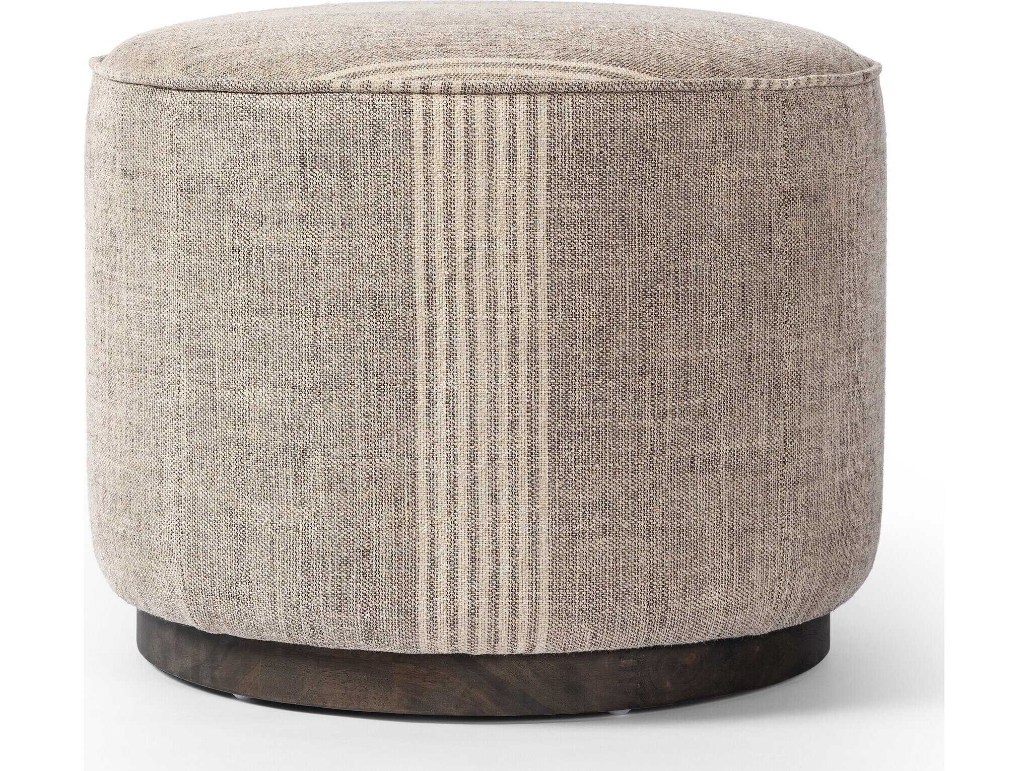 Four Hands Westgate Sinclair Manchester Flint Upholstered Round Ottoman
