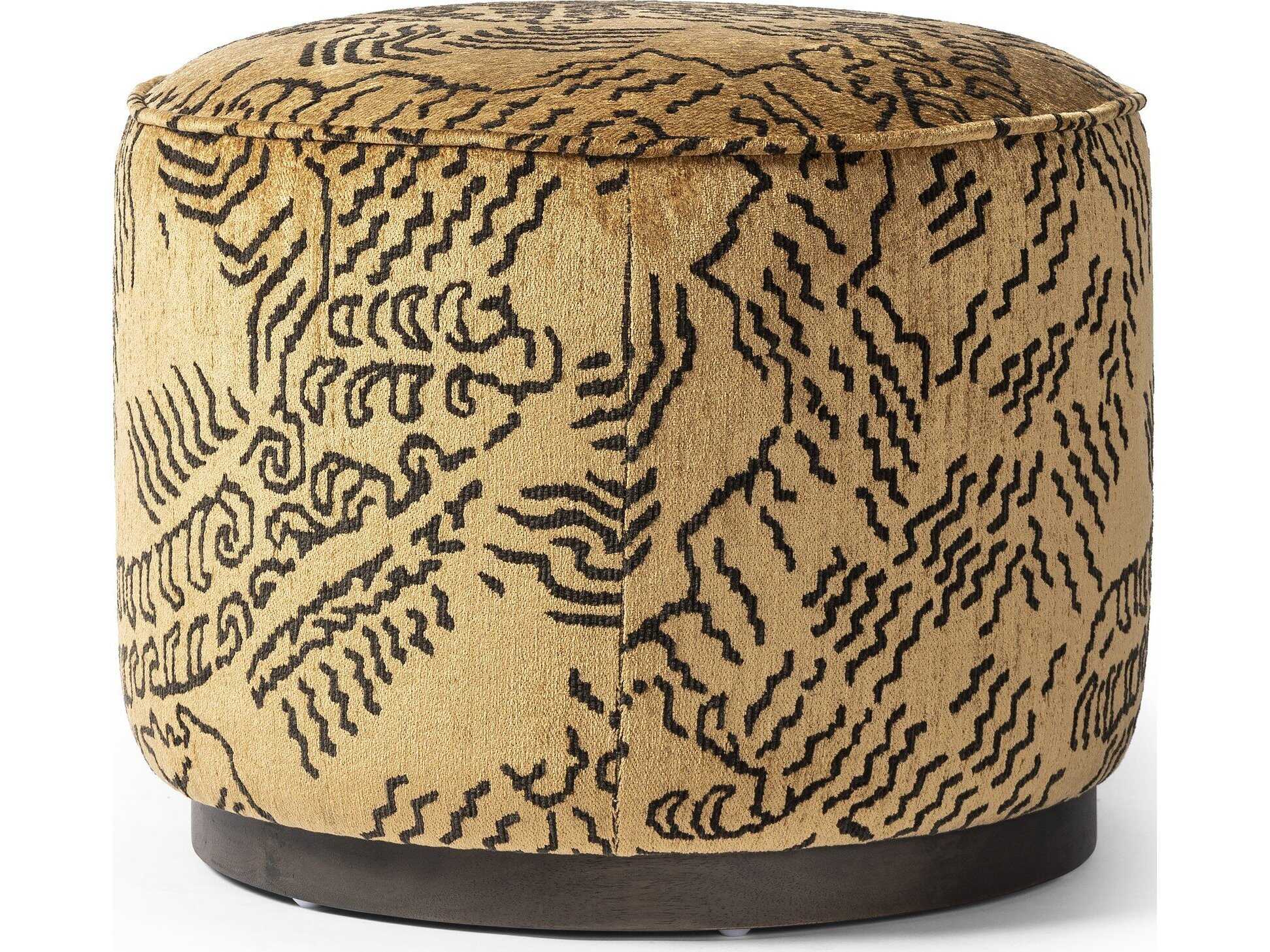 Four Hands Westgate Sinclair Balkan Ochre Upholstered Round Ottoman