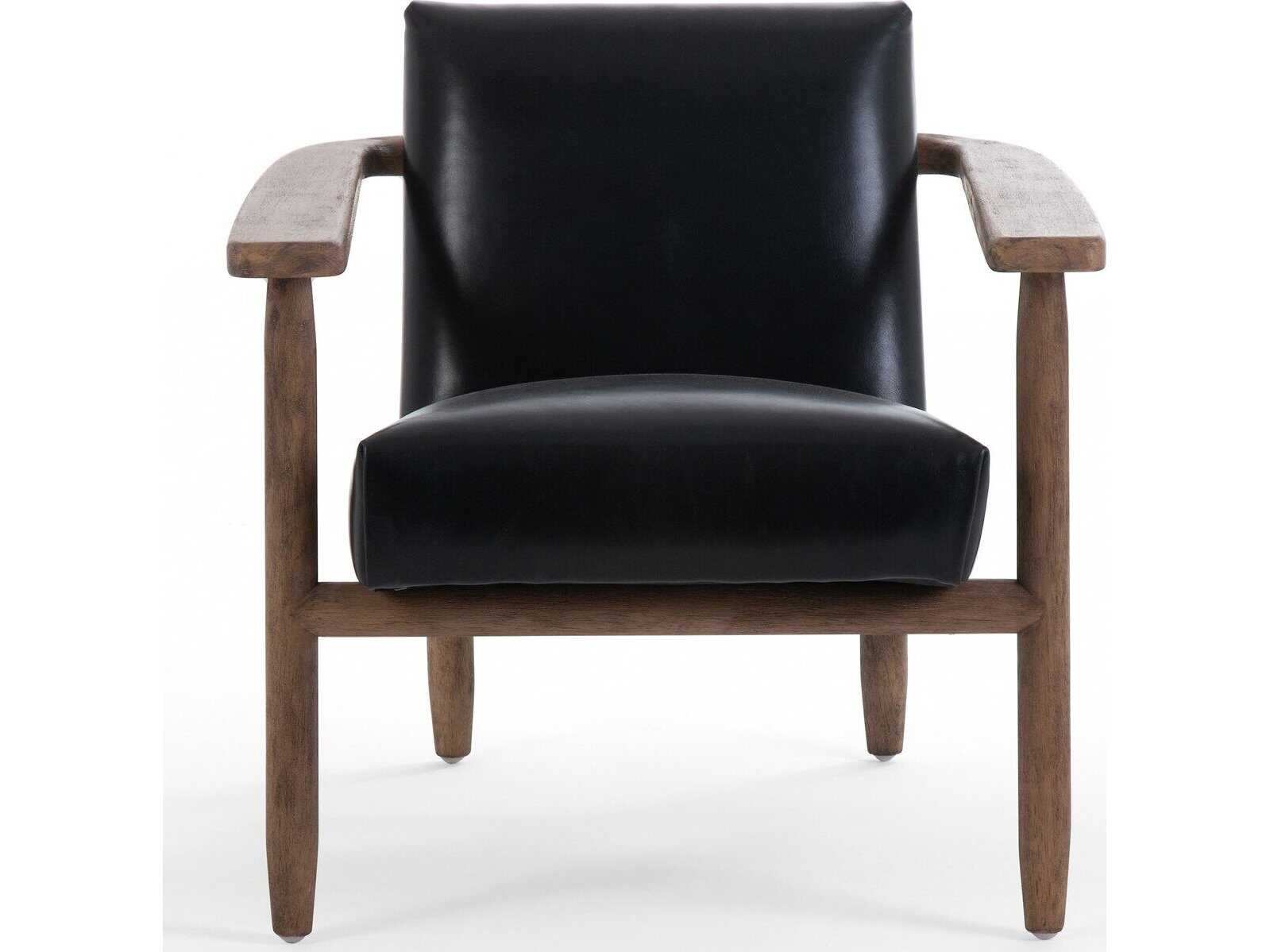 Four Hands Westgate Arnett Black Leather Accent Chair