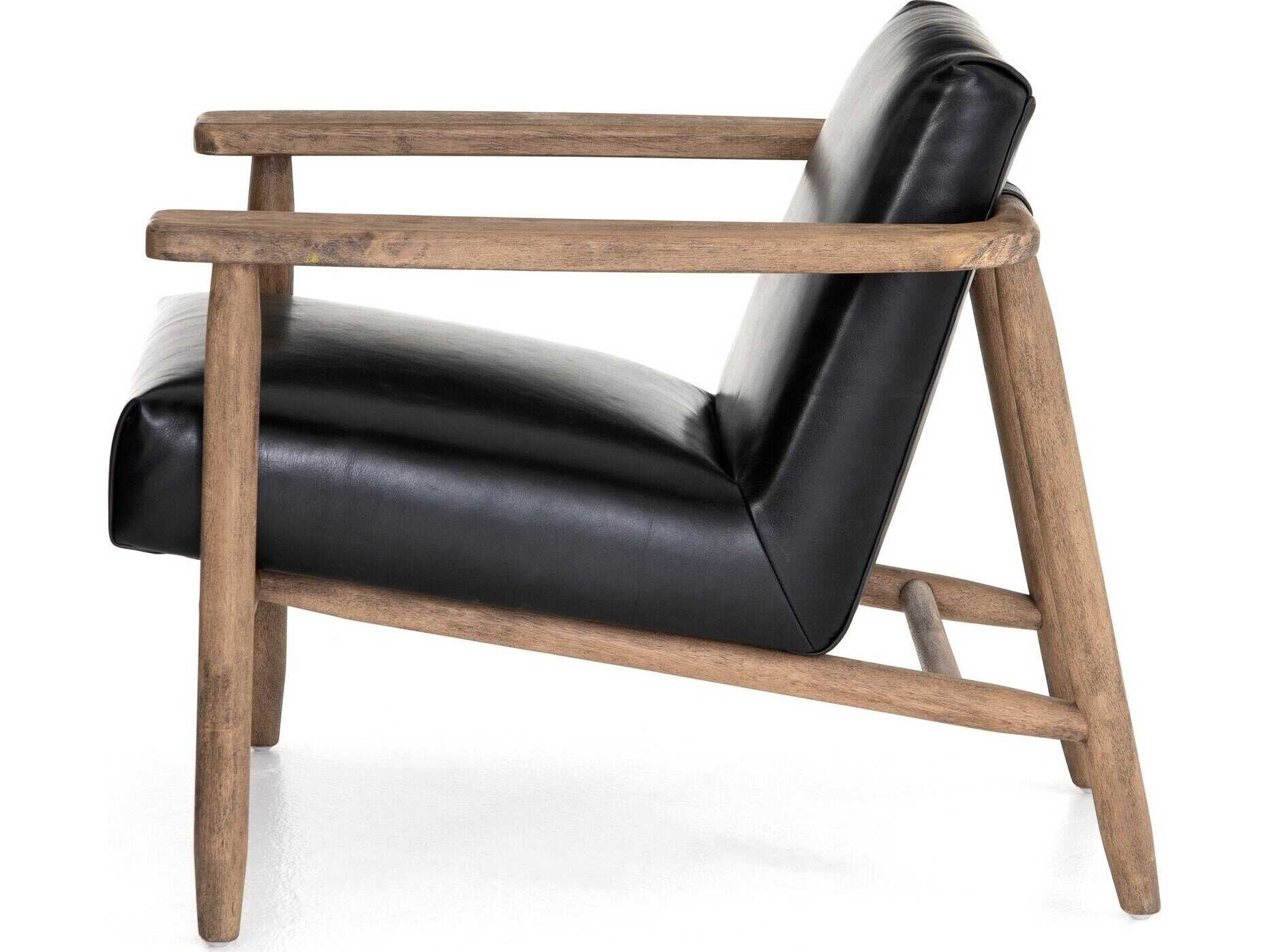 Four Hands Westgate Arnett Black Leather Accent Chair