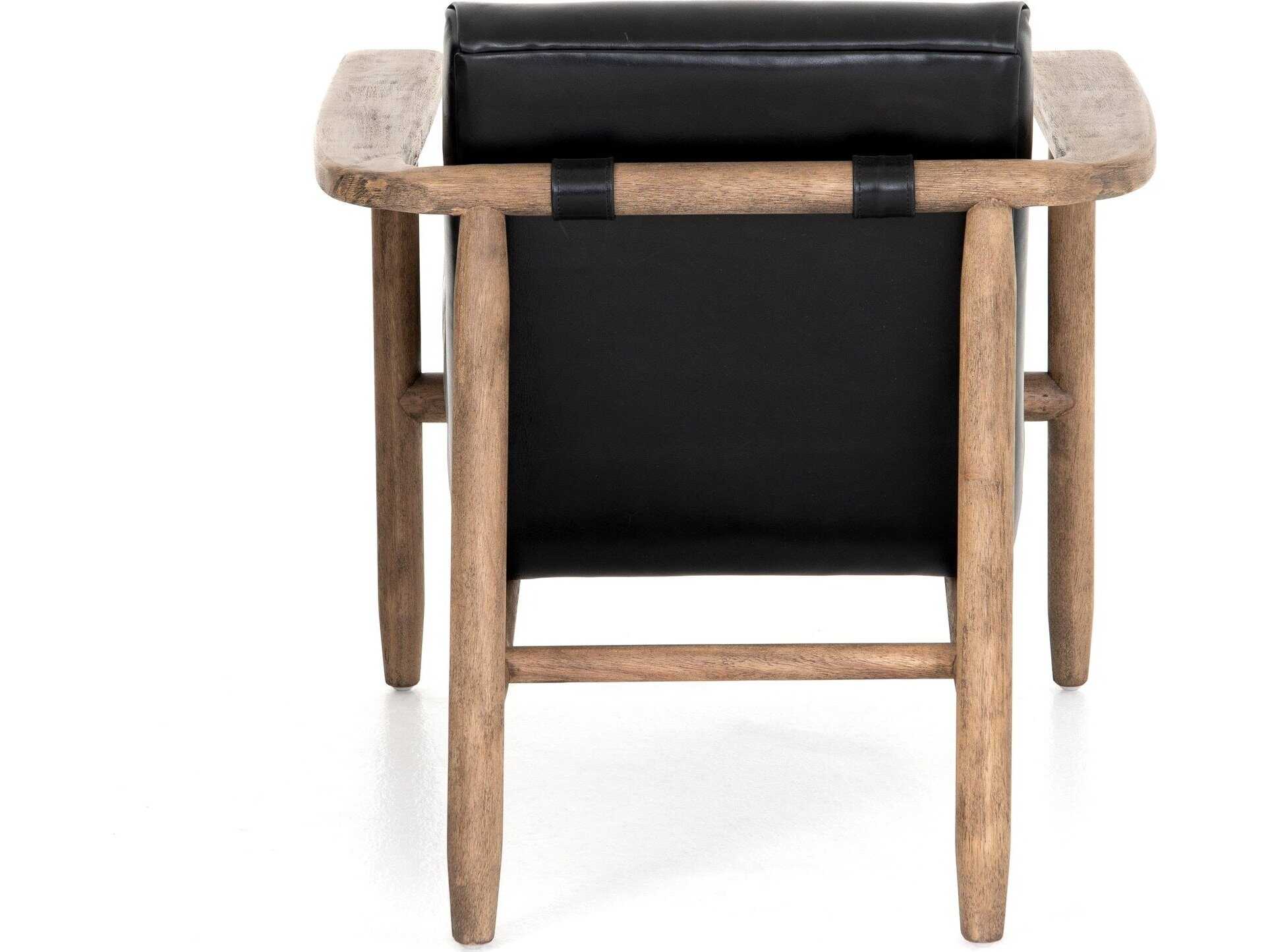 Four Hands Westgate Arnett Black Leather Accent Chair