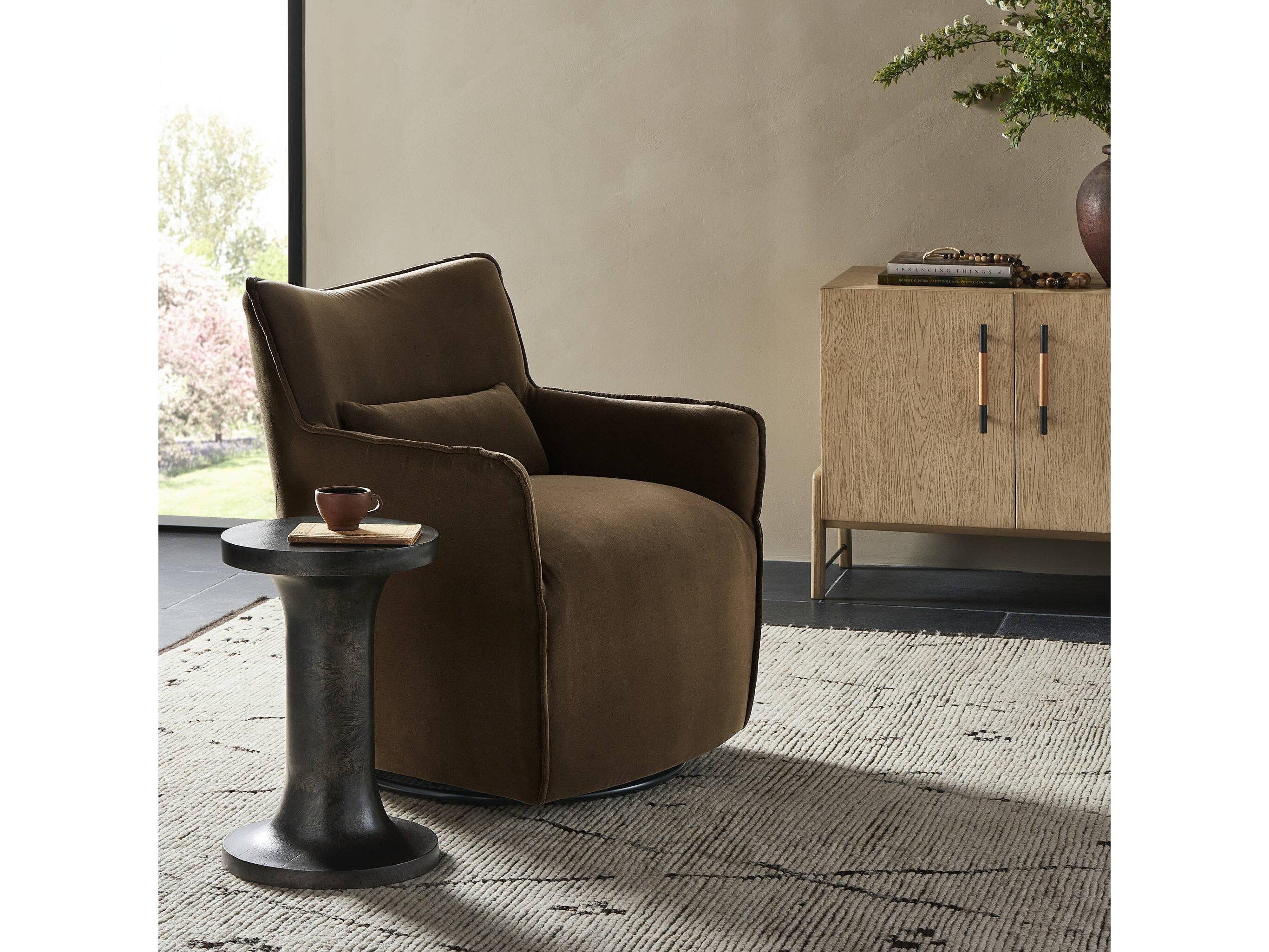 Four Hands Atelier Swivel Gray Fabric Accent Chair