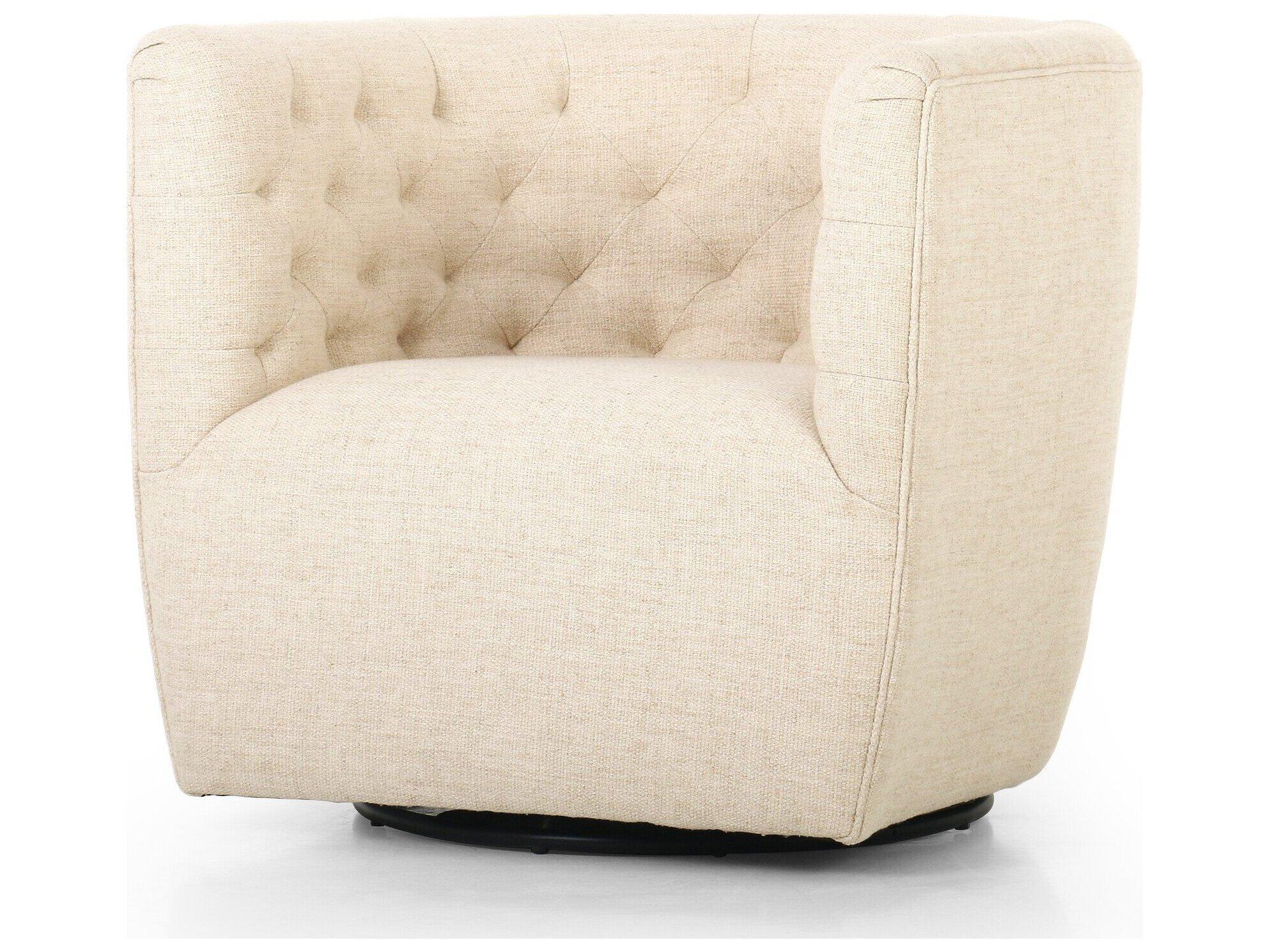 Four Hands Kensington Hanover Swivel White Accent Chair
