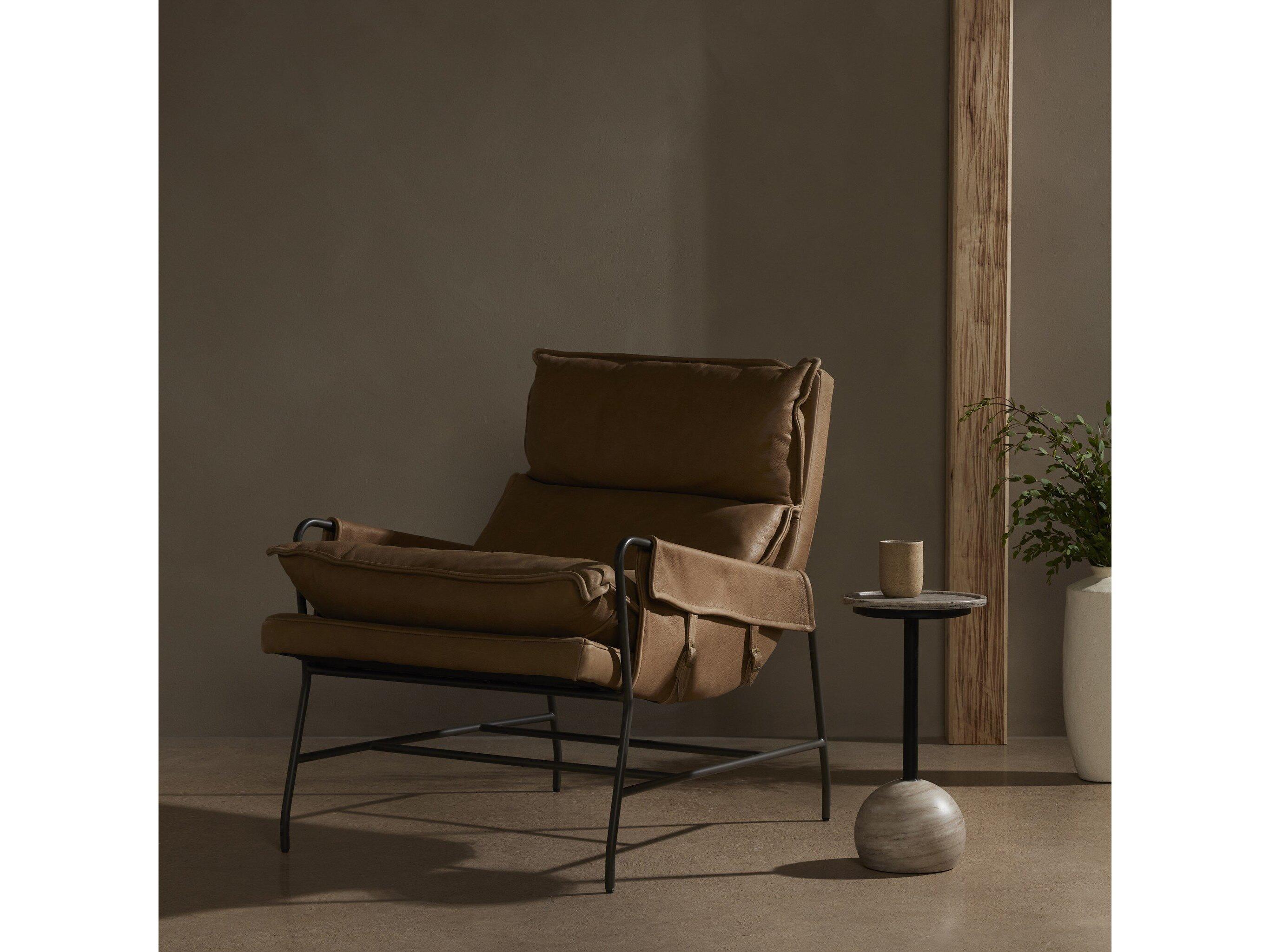 Four Hands Westgate Taryn Brown Leather Accent Chair