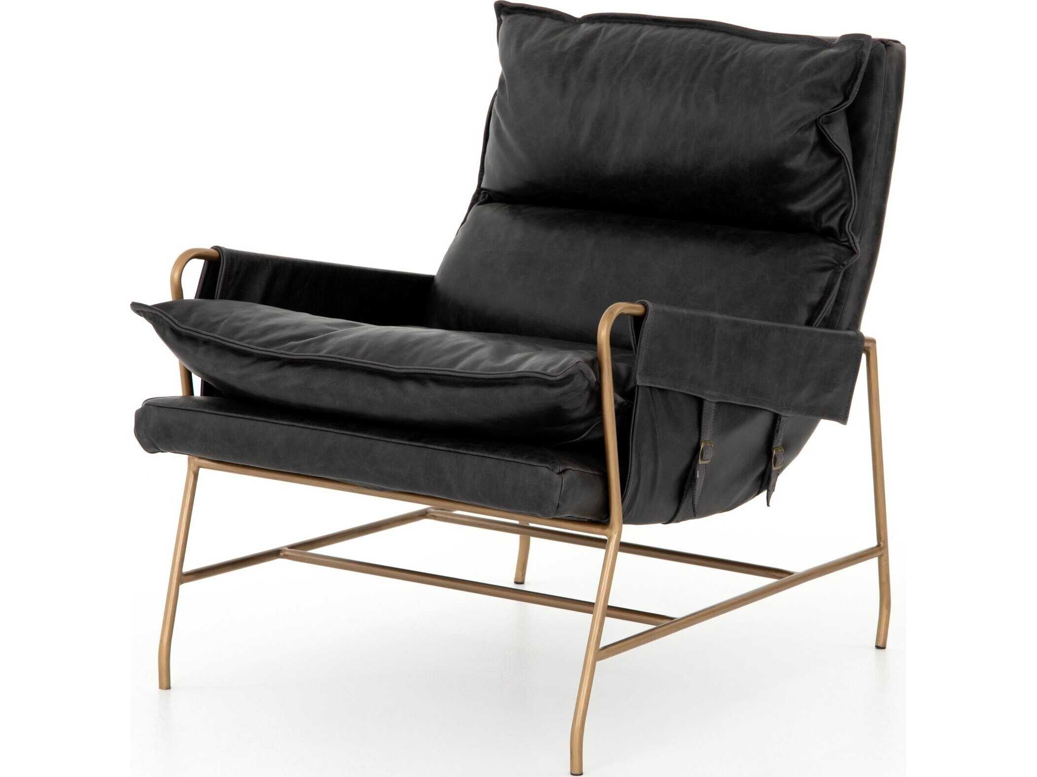 Four Hands Westgate Taryn Black Leather Accent Chair