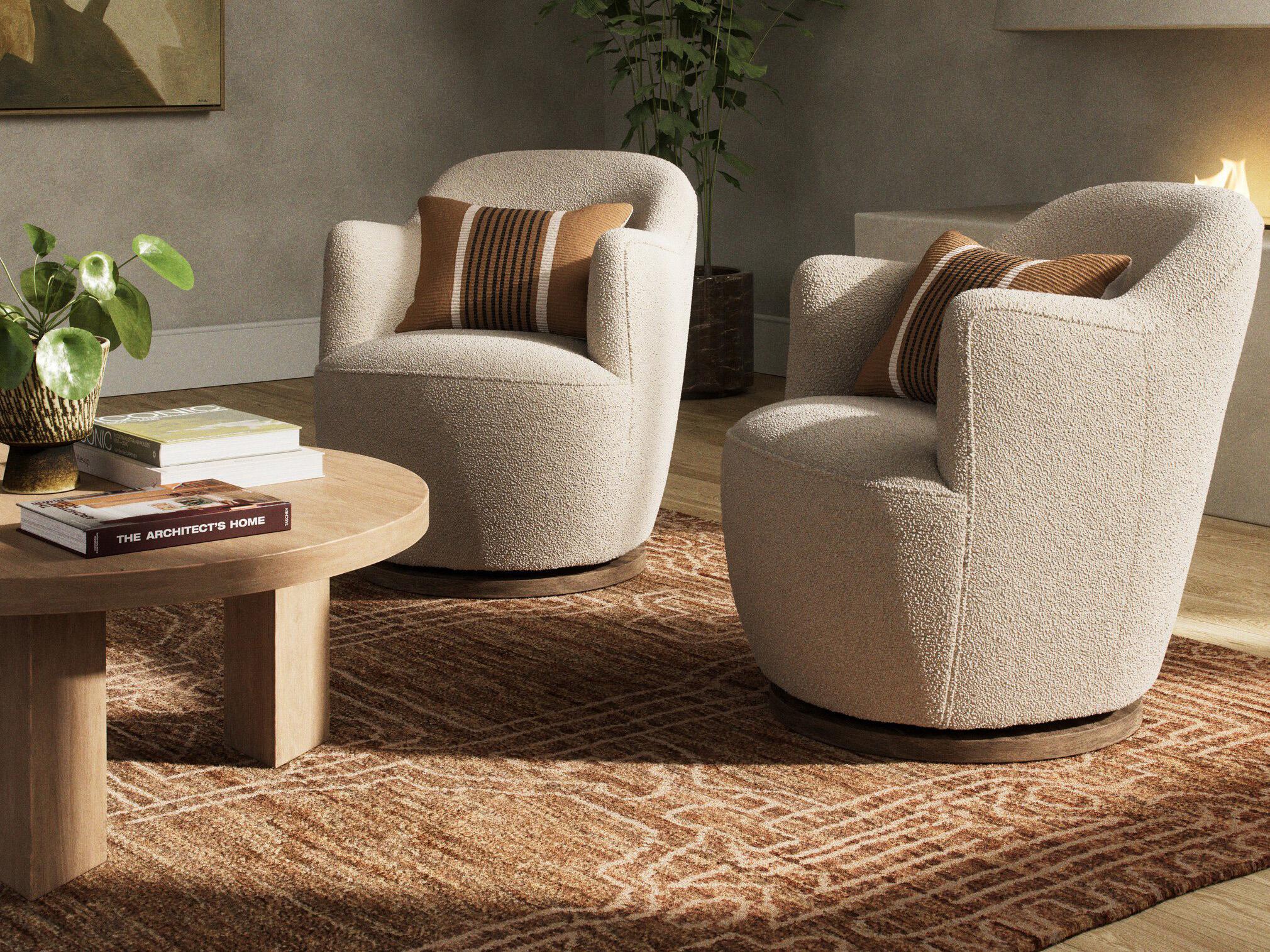 Four Hands Westgate Aurora Swivel Cream Fabric Accent Chair