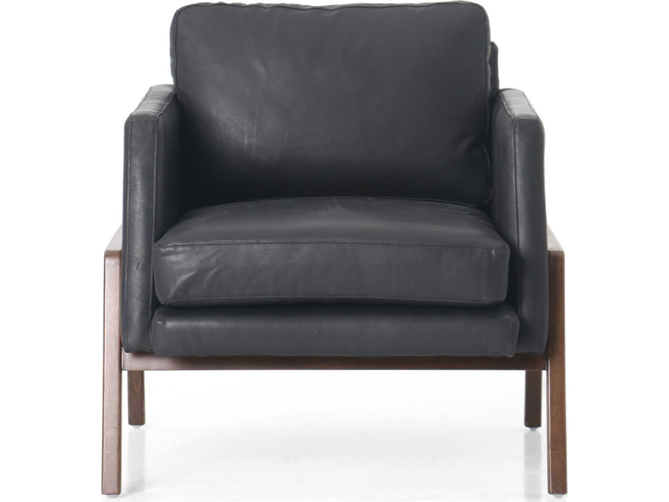 Four Hands Kensington Diana Black Leather Accent Chair