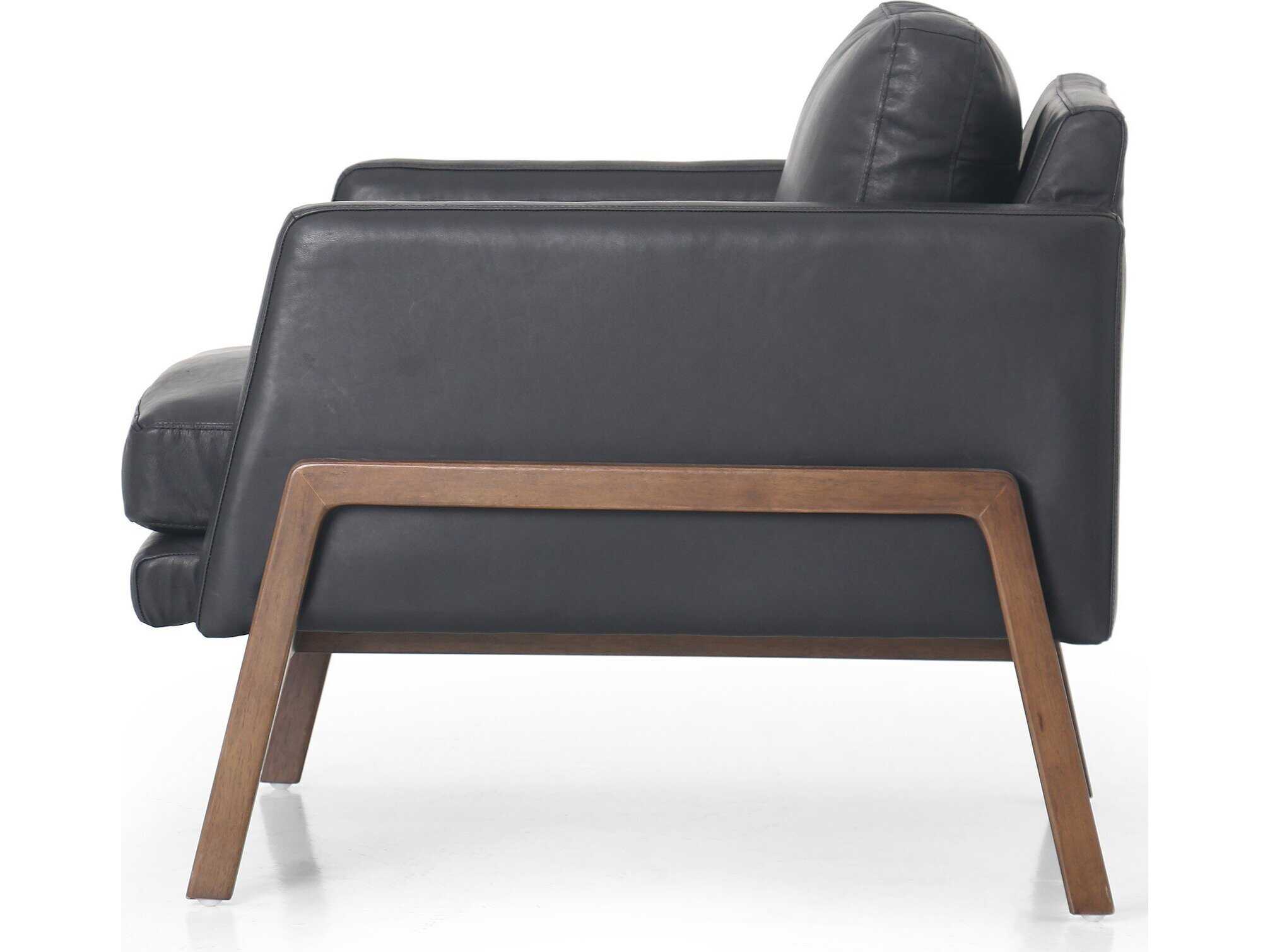 Four Hands Kensington Diana Black Leather Accent Chair